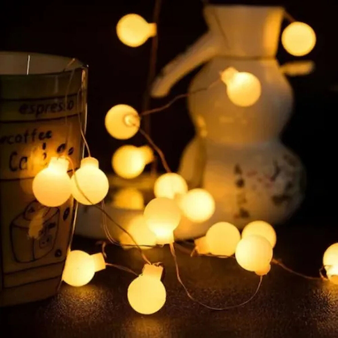 Dodes 3m 20 Led Beyaz Top Gün Işığı Pilli 2 Kademeli