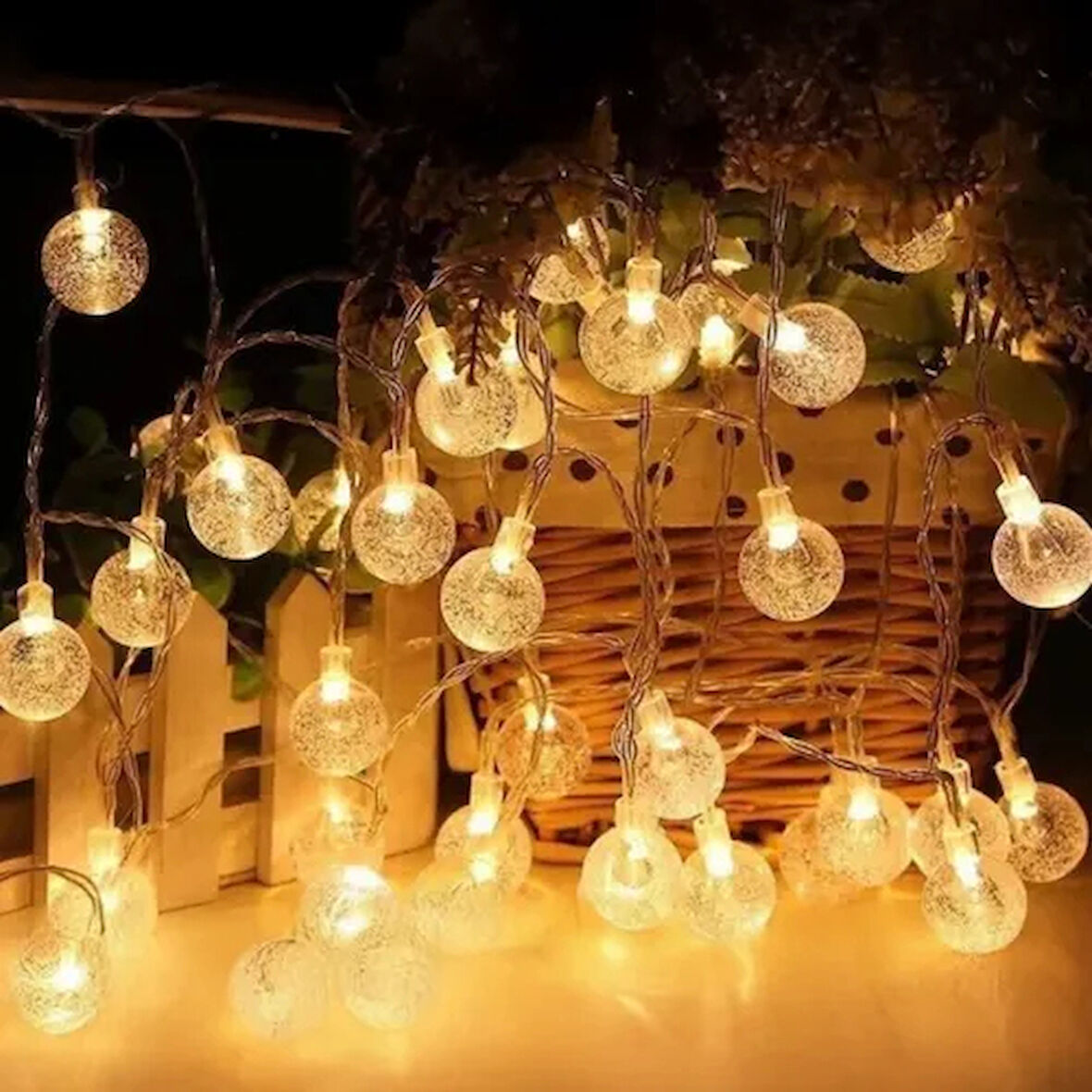 Dodes 5m 28 Led Kristal Top Gün Işığı Şeffaf Kablo Fişli Eklemeli