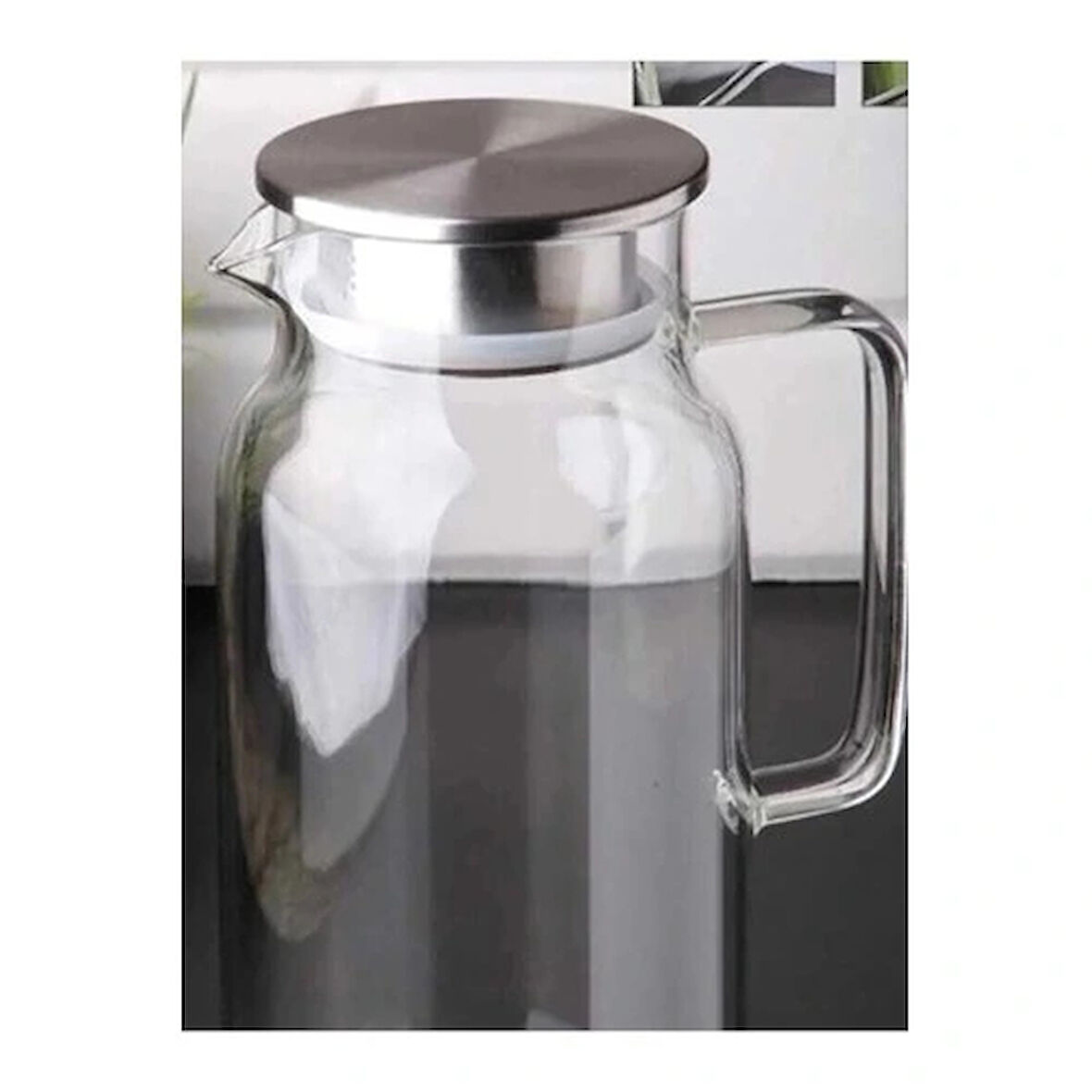 Dodes 1500 ml Borosilikat Cam Su Sürahisi - Metal Kapaklı ve Isıya Dayanıklı