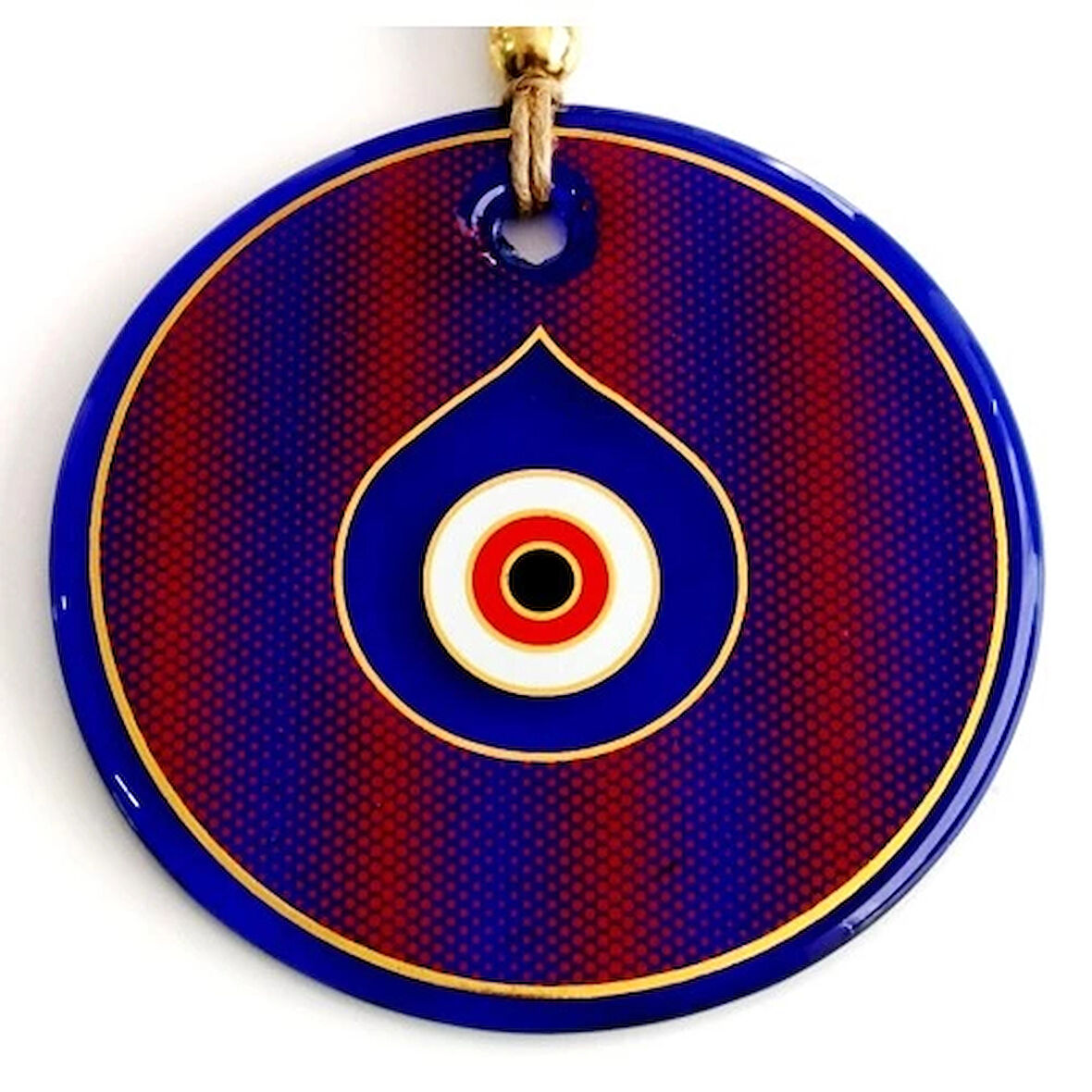 Dodes Damla Göz Modelli Yaldızlı Kırmızılı Cam Duvar Süsü Nazarlık