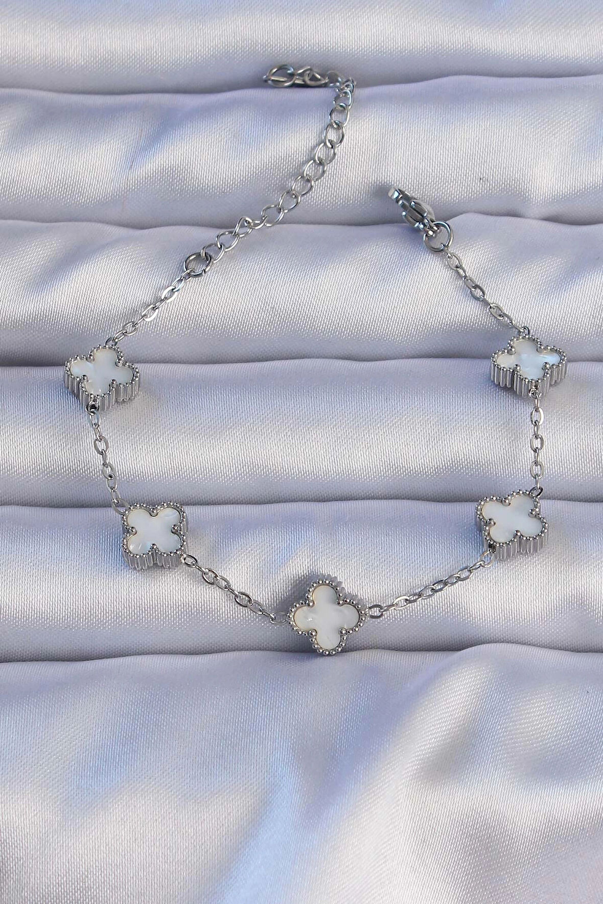 Dodes 316L Çelik Gümüş Renk Sedefli Baby Boy Yonca Model Bileklik TG27BB6302