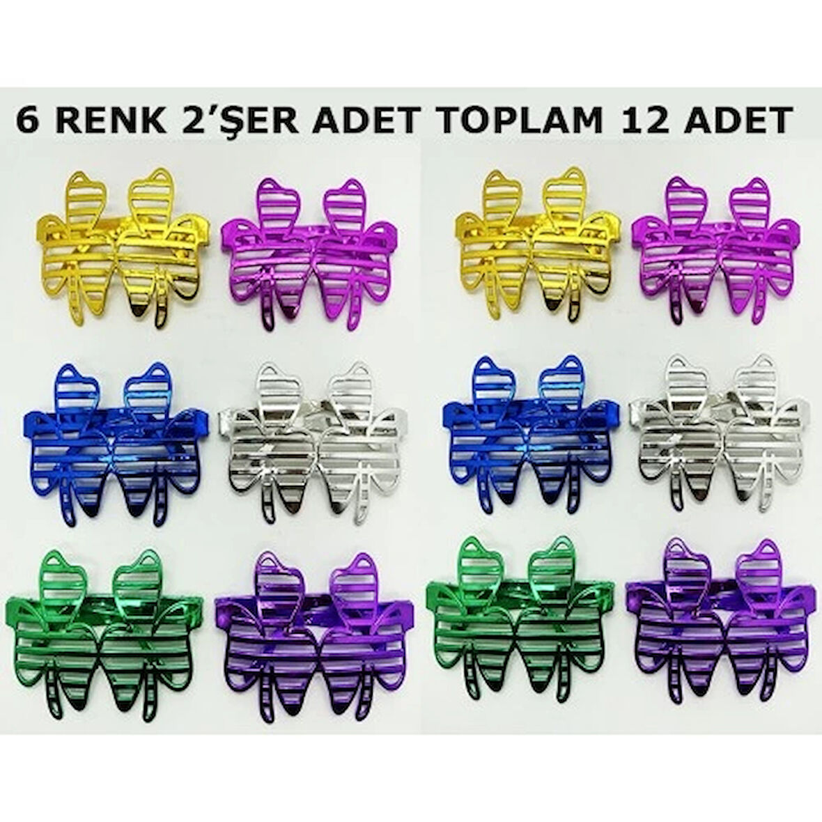 Dodes Vegas Casino Temalı Parti Gözlüğü 6 Renk 12 Adet