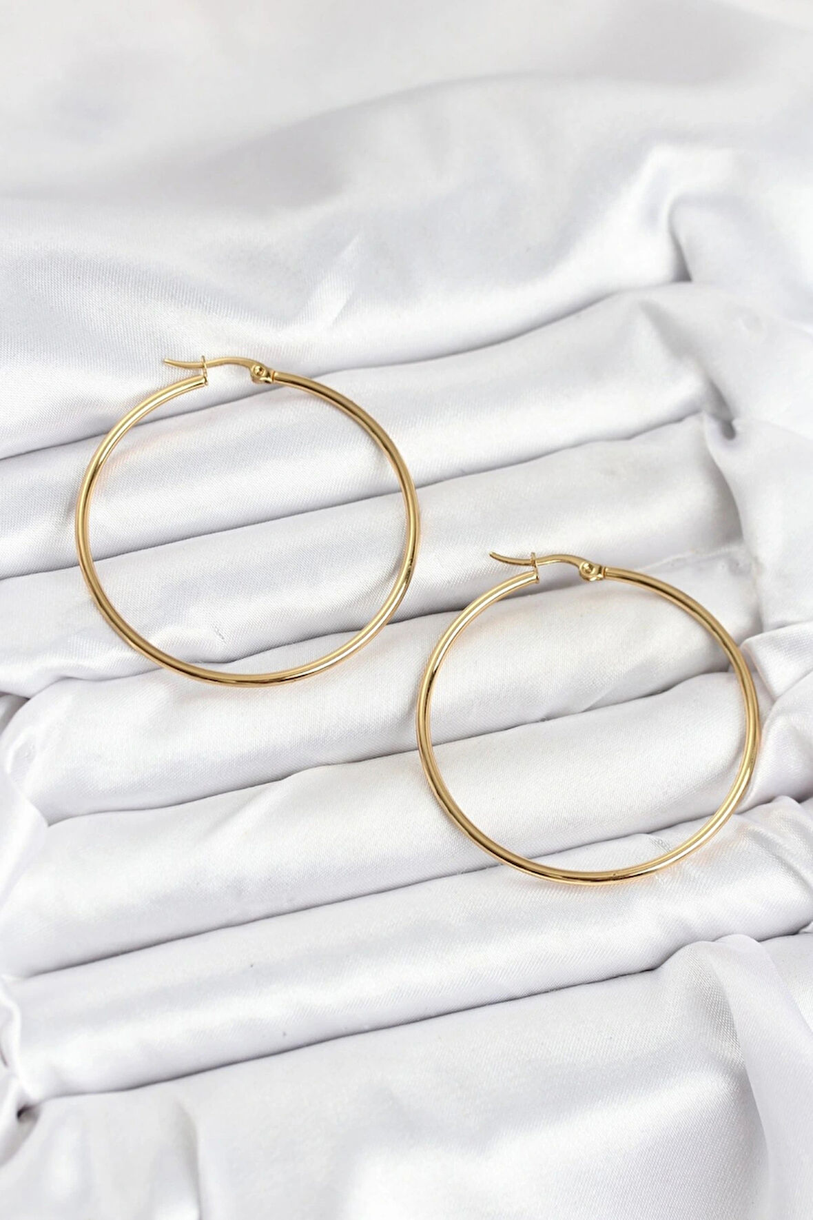 Dodes Dodes 316L Çelik Gold Renk 45 mm Halka Kadın Küpe TG27BKP11227