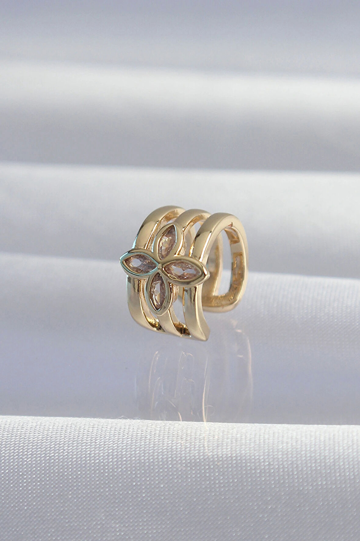 Dodes Dodes Pirinç Gold Renk Yonca Earcuff Küpe TG27BKP9331