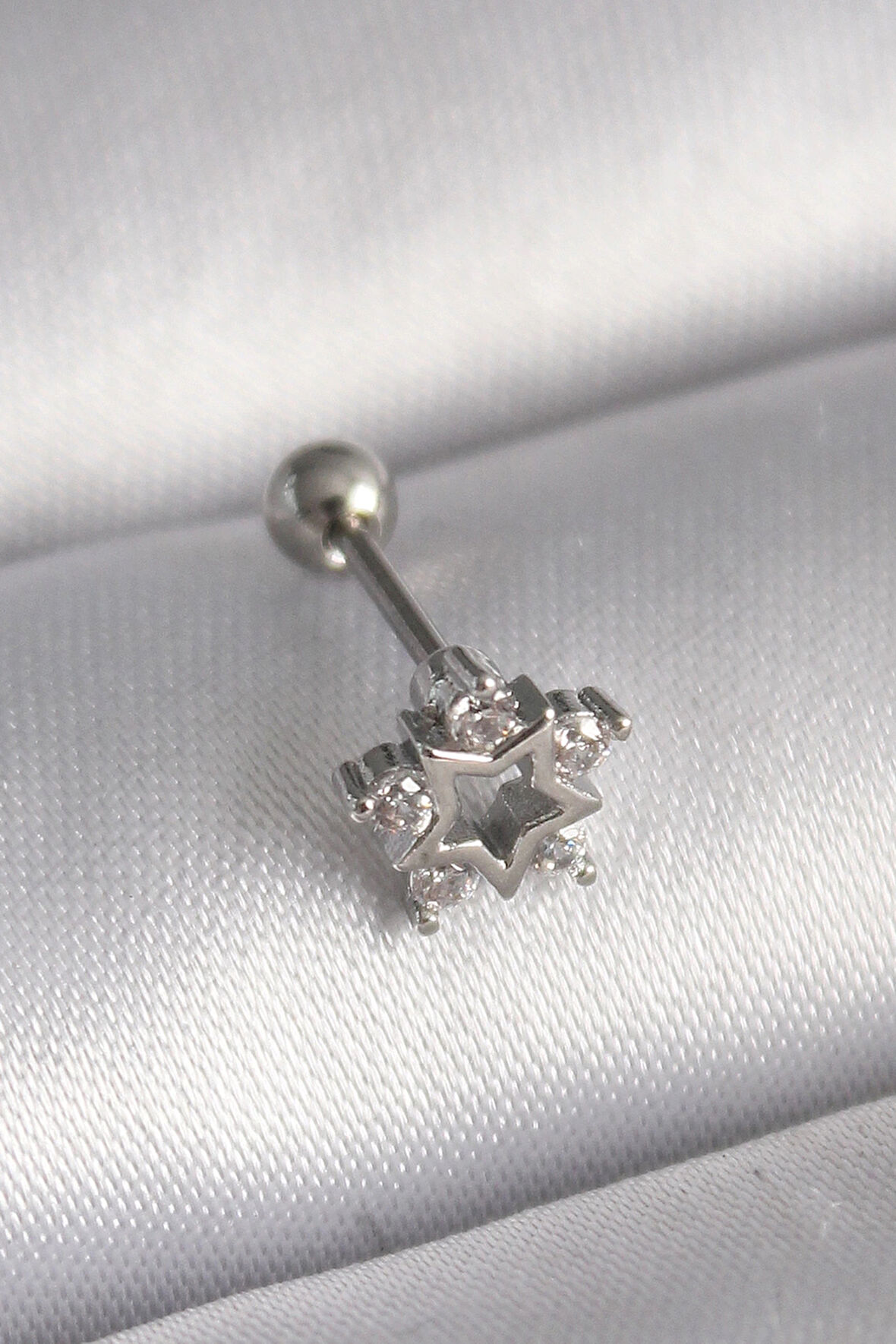 Dodes 316L Çelik Gümüş Renk Zirkon Taşlı Yıldız Model Tragus Piercing TG27PR1341