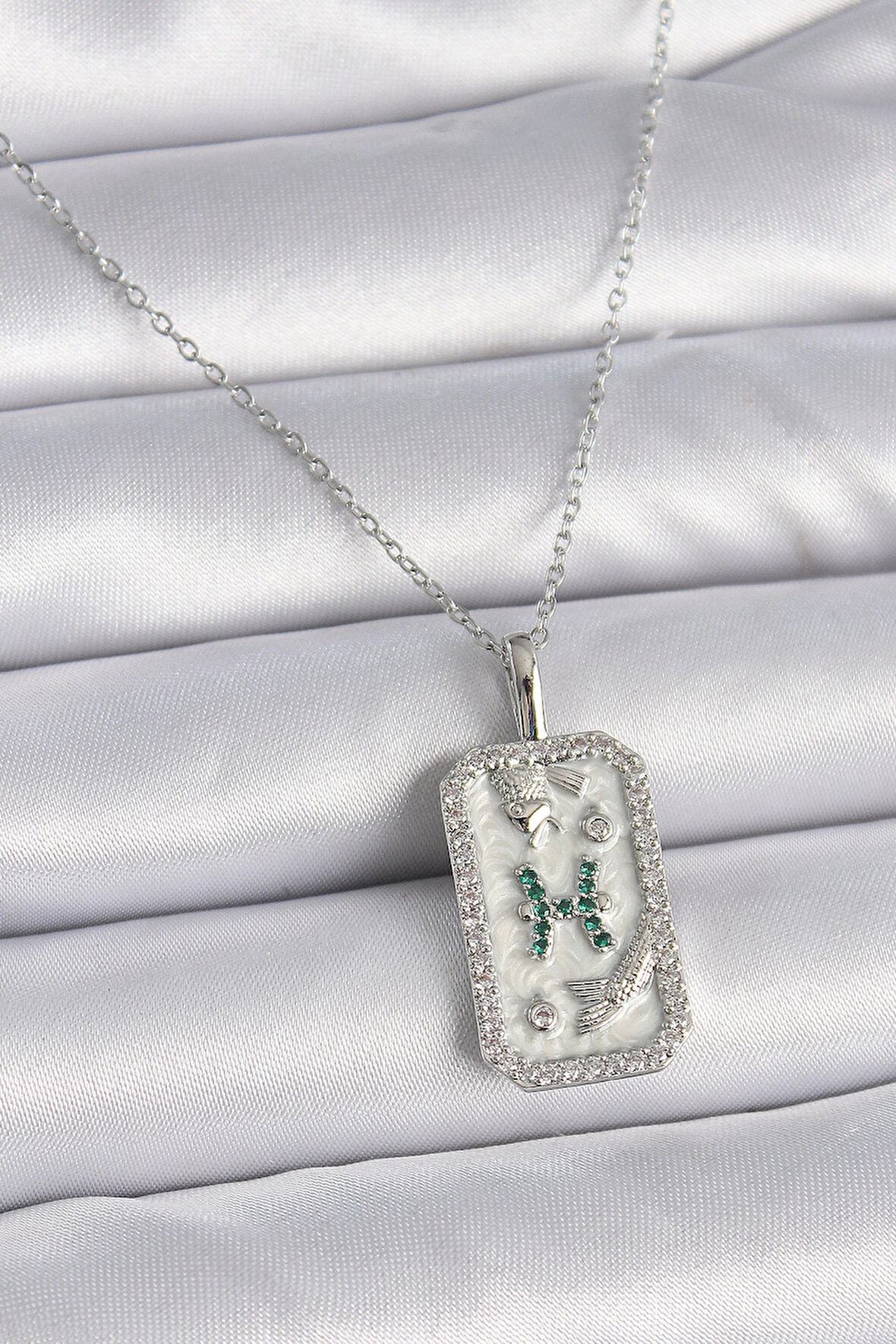 Dodes 316L Çelik Gümüş Renk Zincir Balık Burcu Zirkon Taşlı Kadın Kolye TG27BKO9455