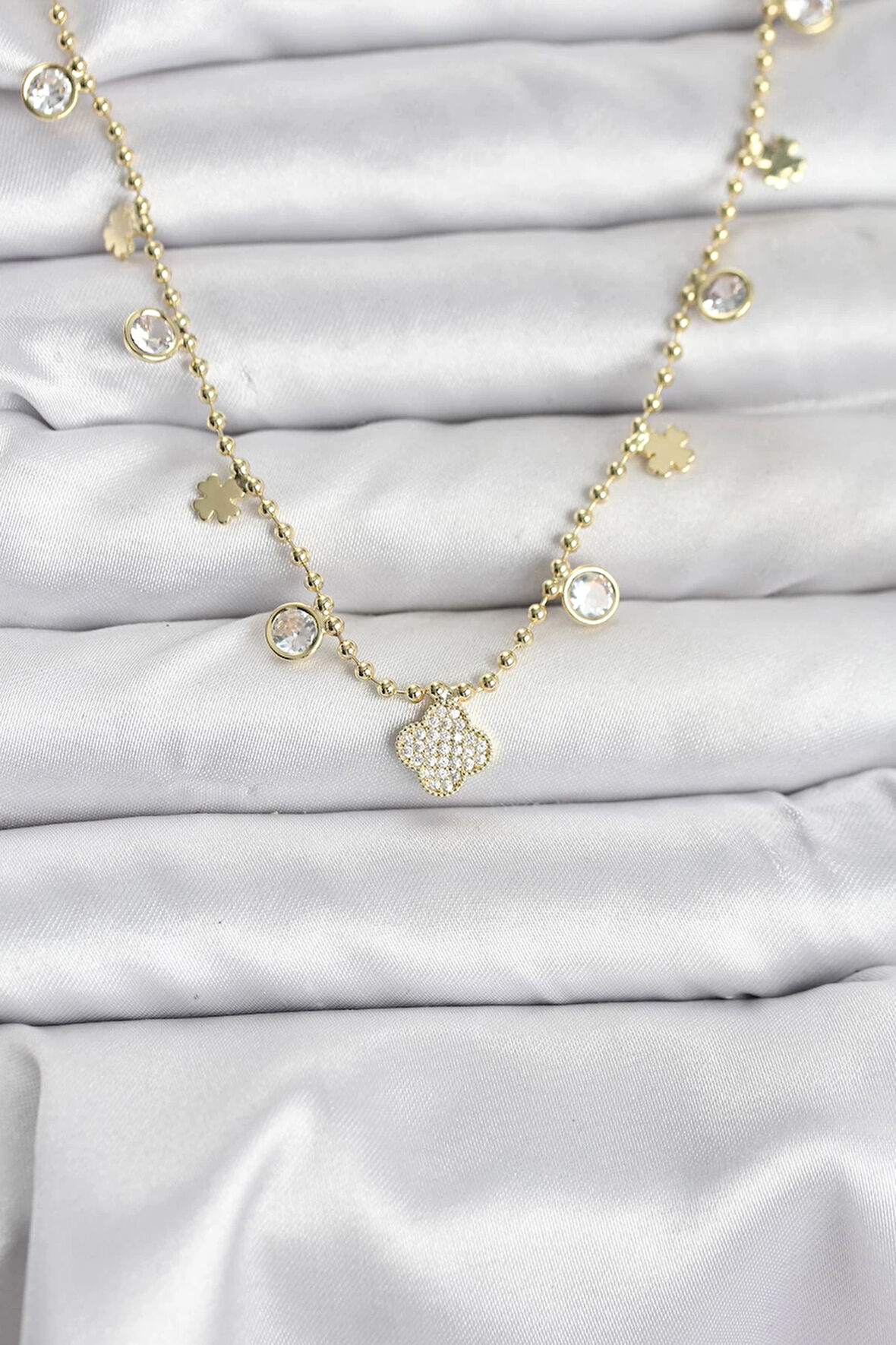 Dodes Dodes Pirinç Gold Renk Yonca Model Kadın Kolye TG27BKO10641