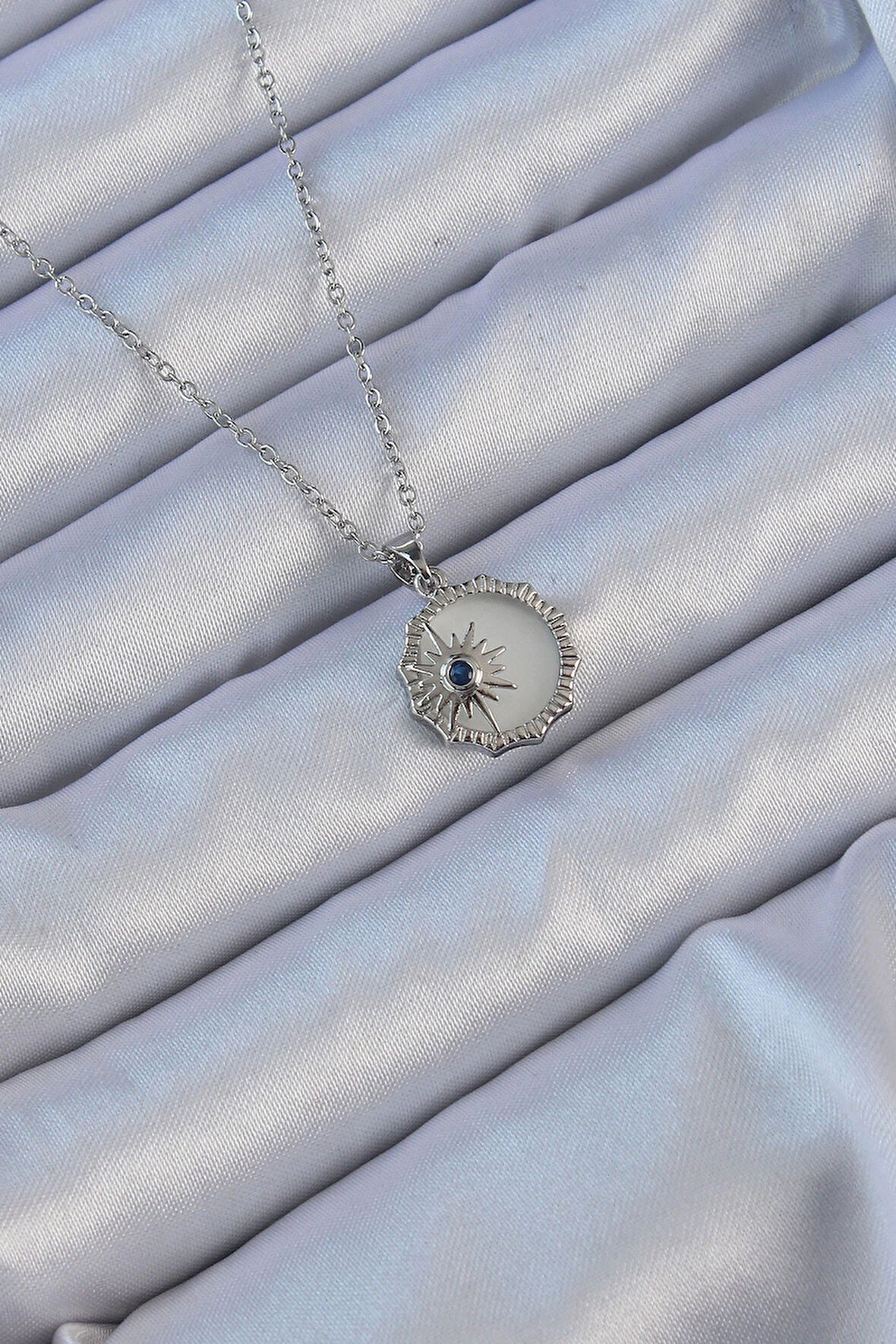 Dodes 316L Çelik Gümüş Renk Zirkon Taşlı Mineli Kutup Yıldızı Kolye TG27BKO9148