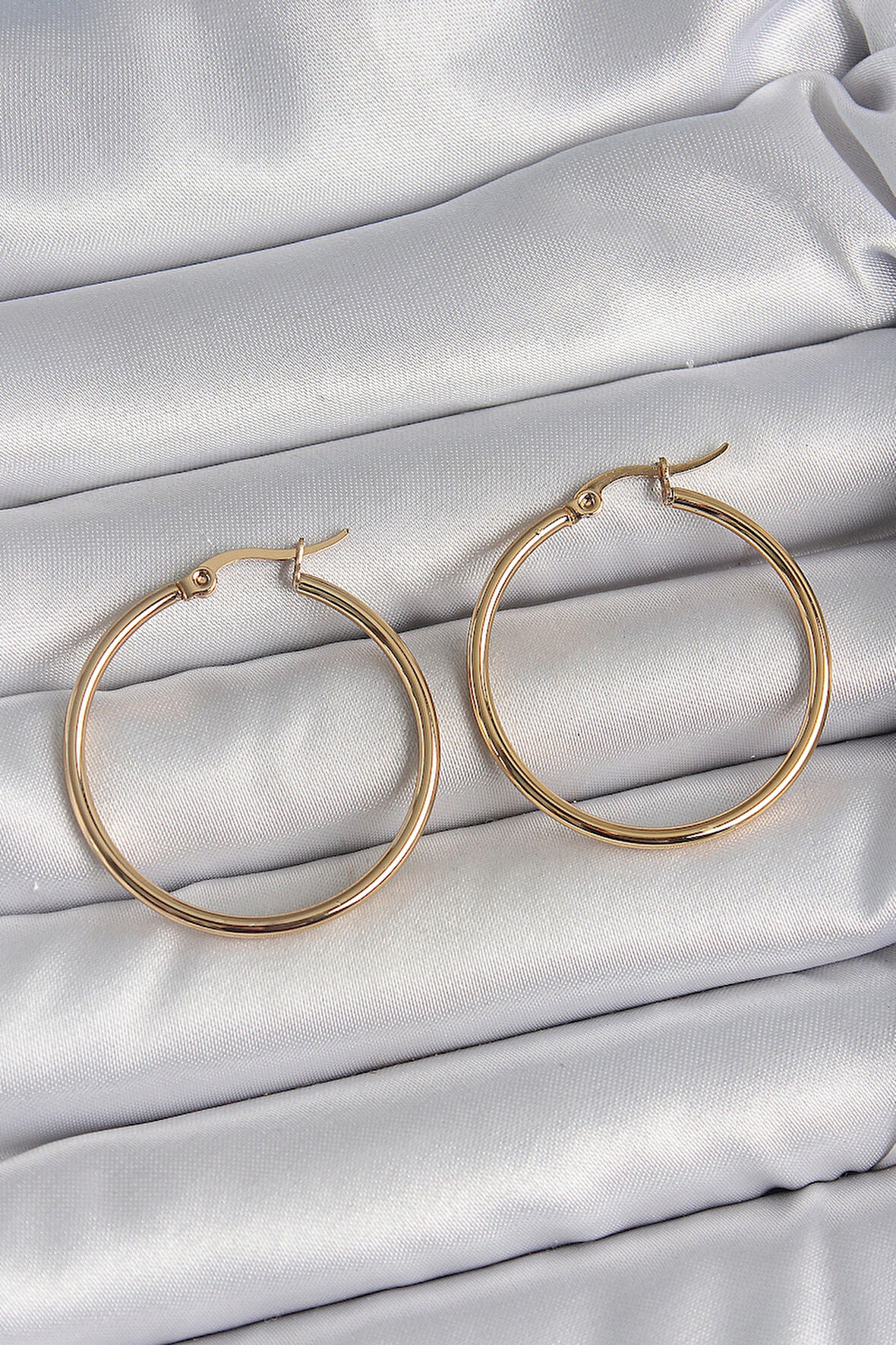 Dodes Dodes 316 Çelik Gold Renk 33 mm Kadın Halka Model Kadın Küpe TG27BKP10509