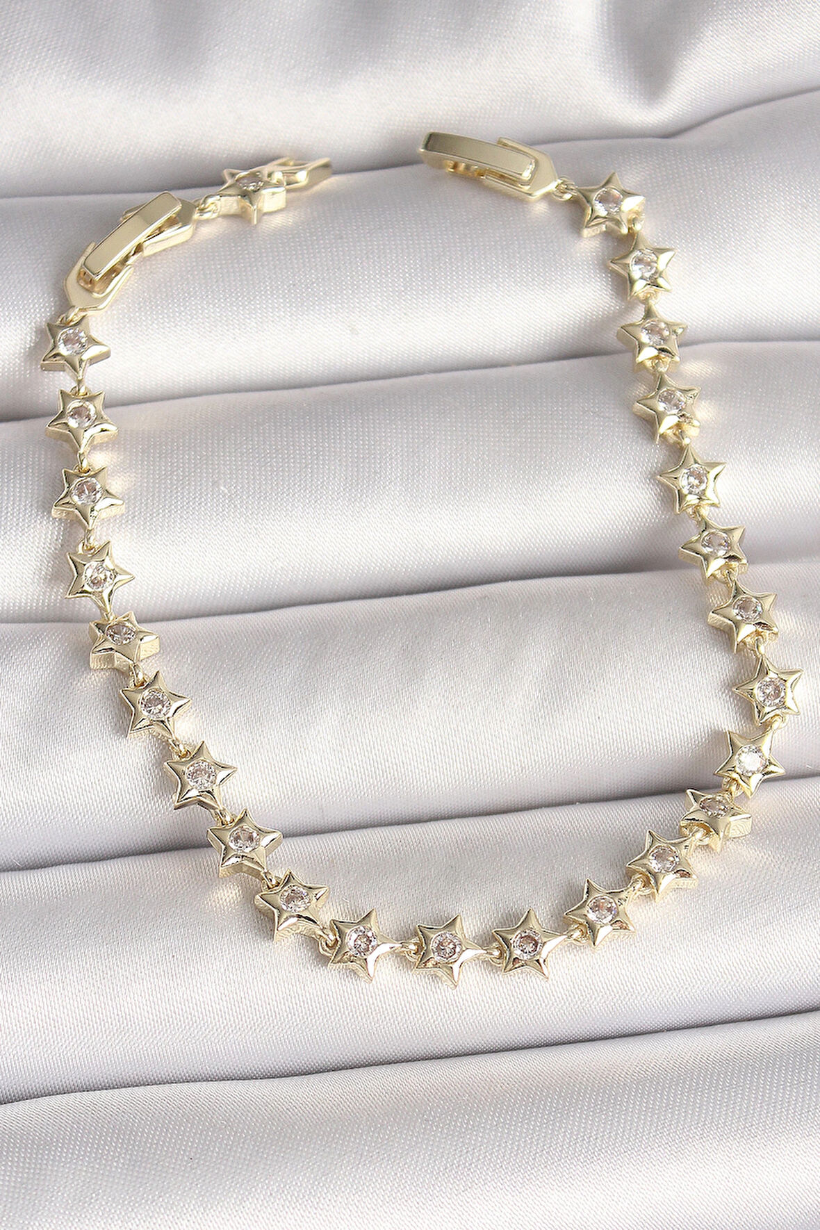 Dodes Pirinç Gold Renk Zirkon Taşlı Yıldız Model VIP Seri Kadın Bileklik TG27BB6880