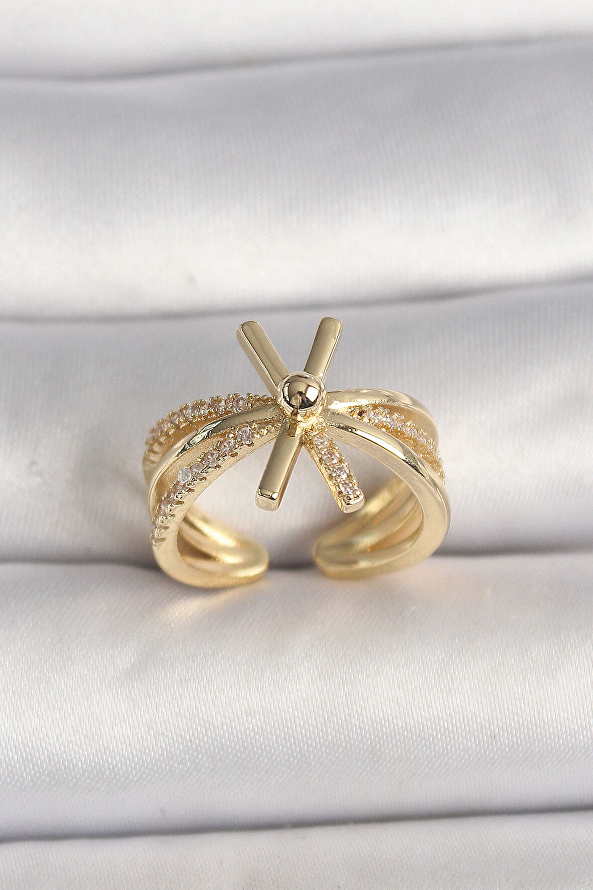 Dodes Dodes Pirinç Gold Renk Ayarlanabilir Ziron Taşlı Kadın Yüzük TG27BYK3603