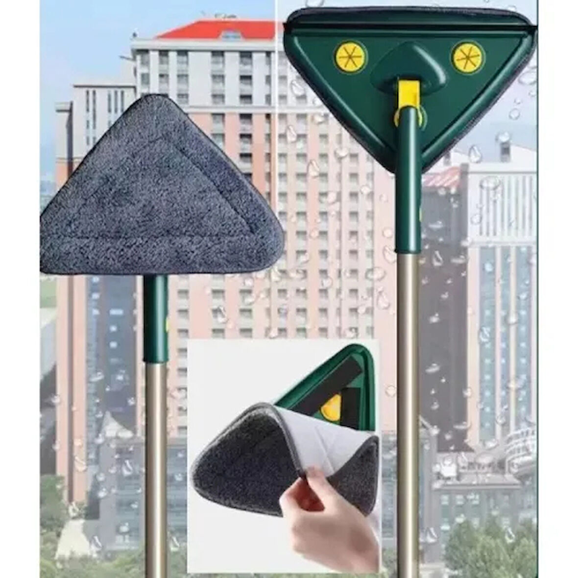 Dodes  2 Bezli Üçgen Çek Çekli Mop Islak Mendil Uyumlu