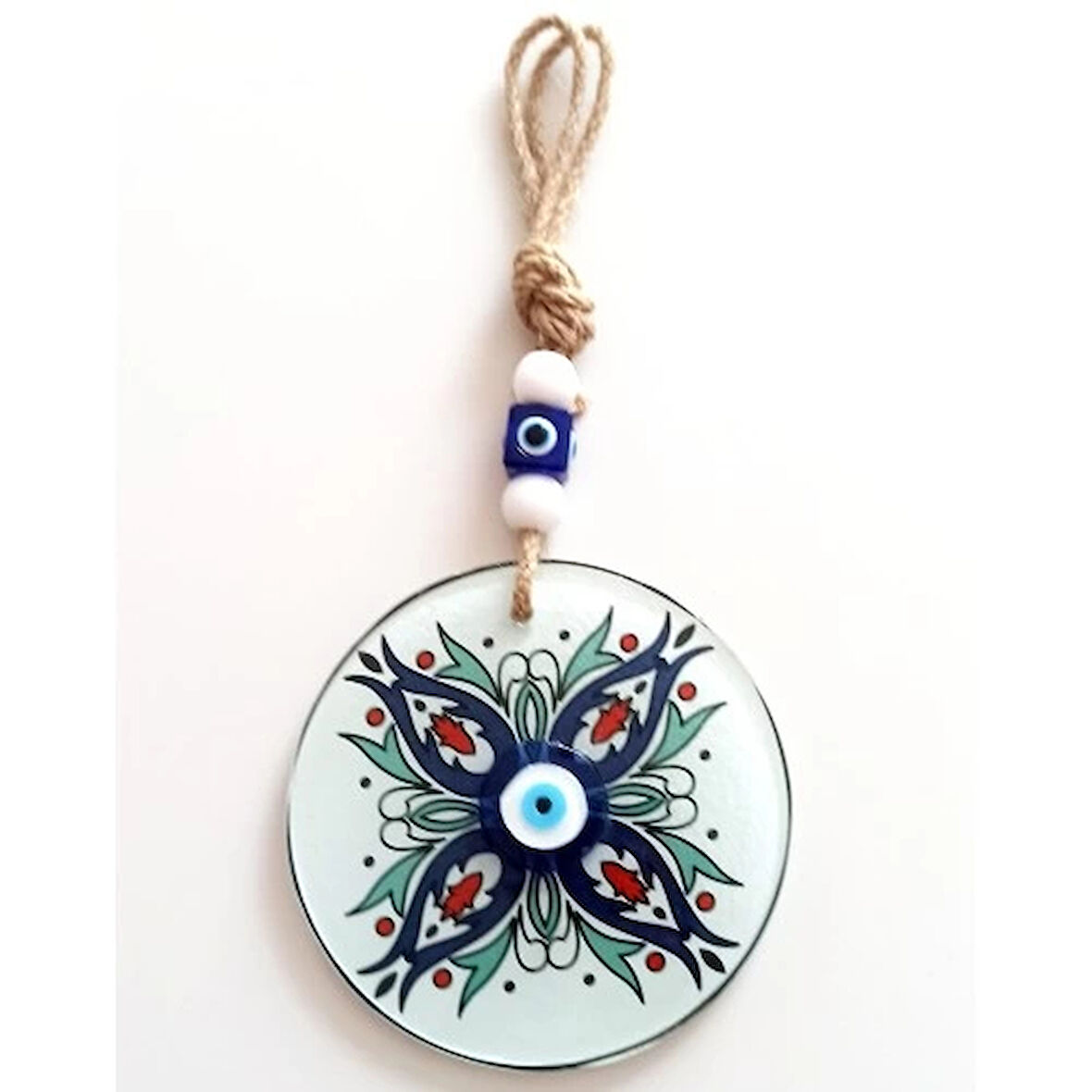 Dodes Turkuaz Ve Lacivert Renk Çiçekli Füzyon Cam Duvar Süsü