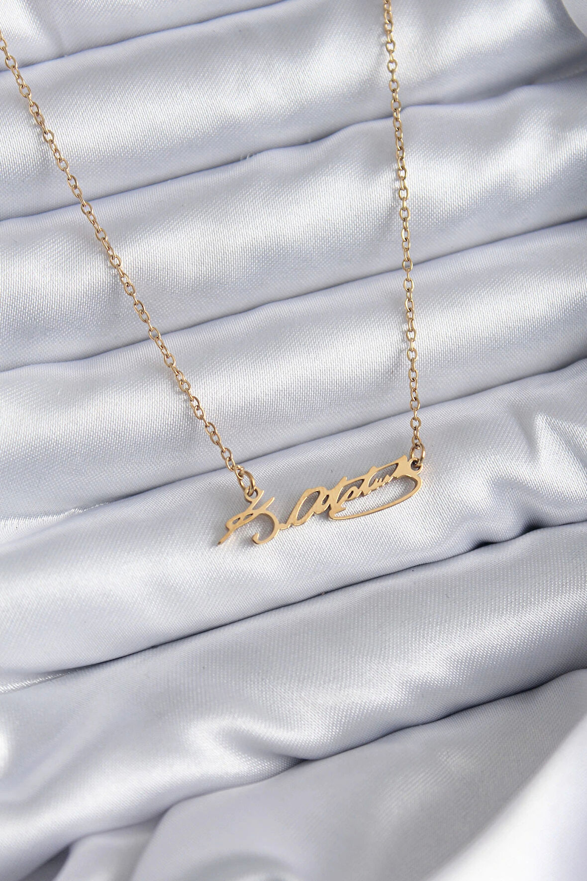 Dodes Dodes 316L Çelik Zincir Gold Renk Atatürk İmzası Model Kadın Kolye TG27BKO7842