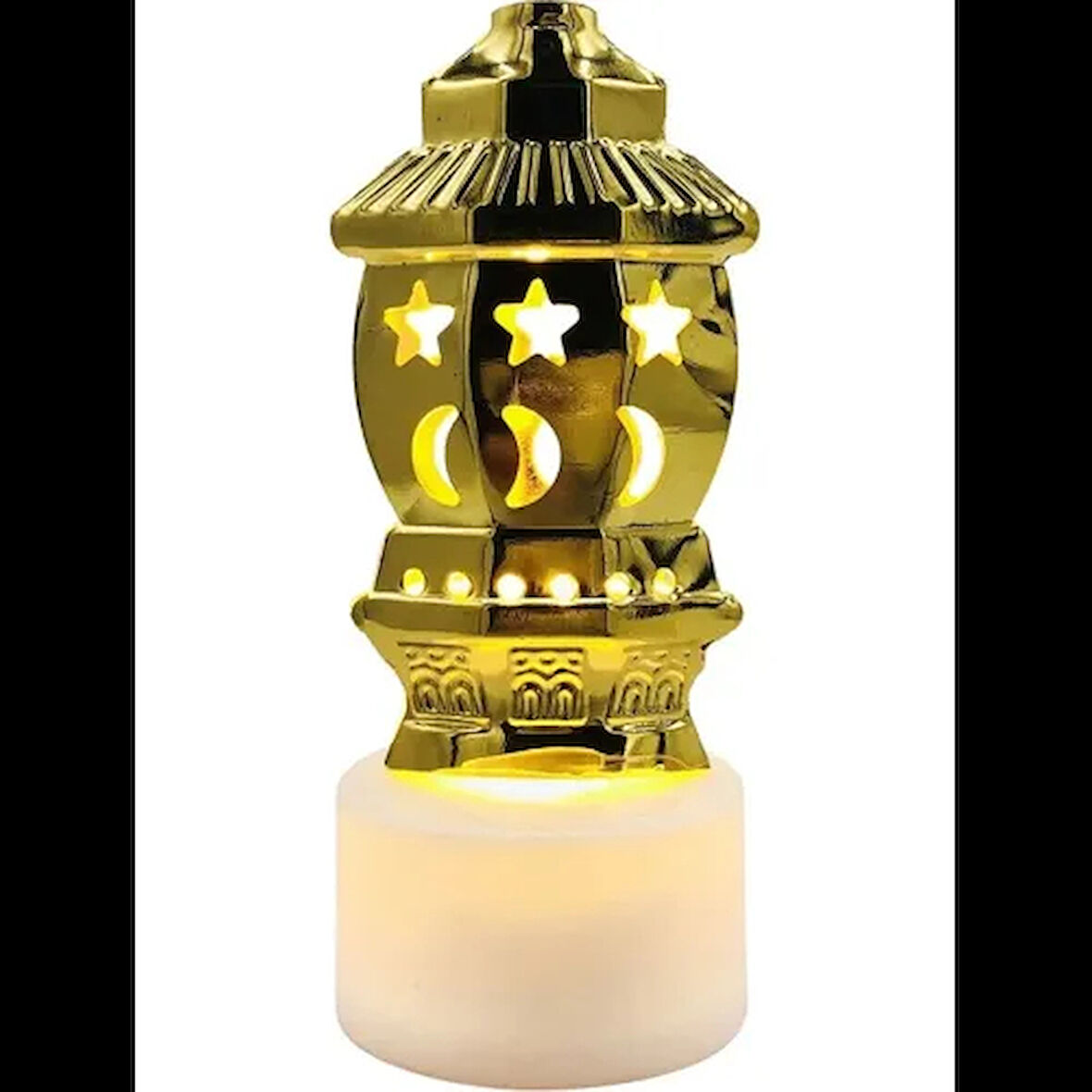 Dodes 12'li Ramazan Ayaklı LED Işık (Gold, Fener/Lamba Motifli)