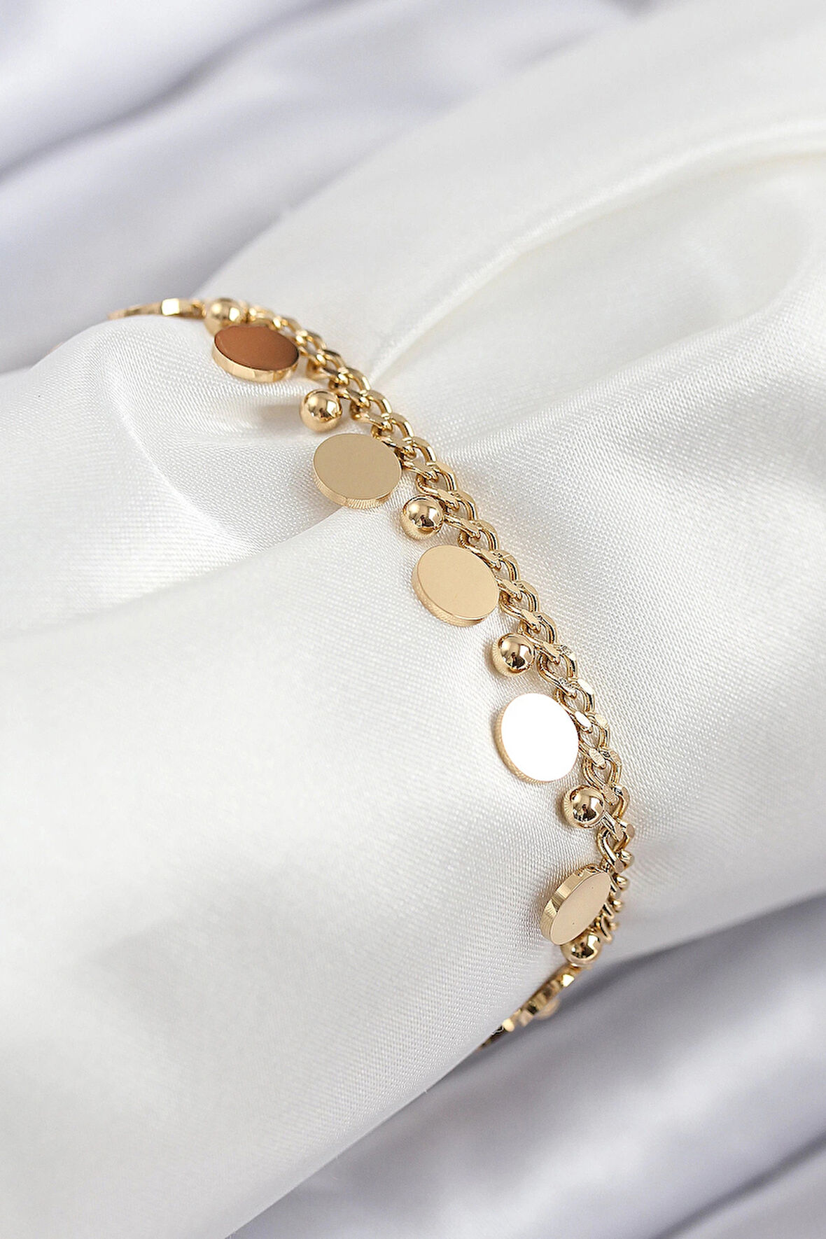 Dodes 316L Çelik Sıralı Pul Model Gold Renk Kadın Bileklik TG27BB7846