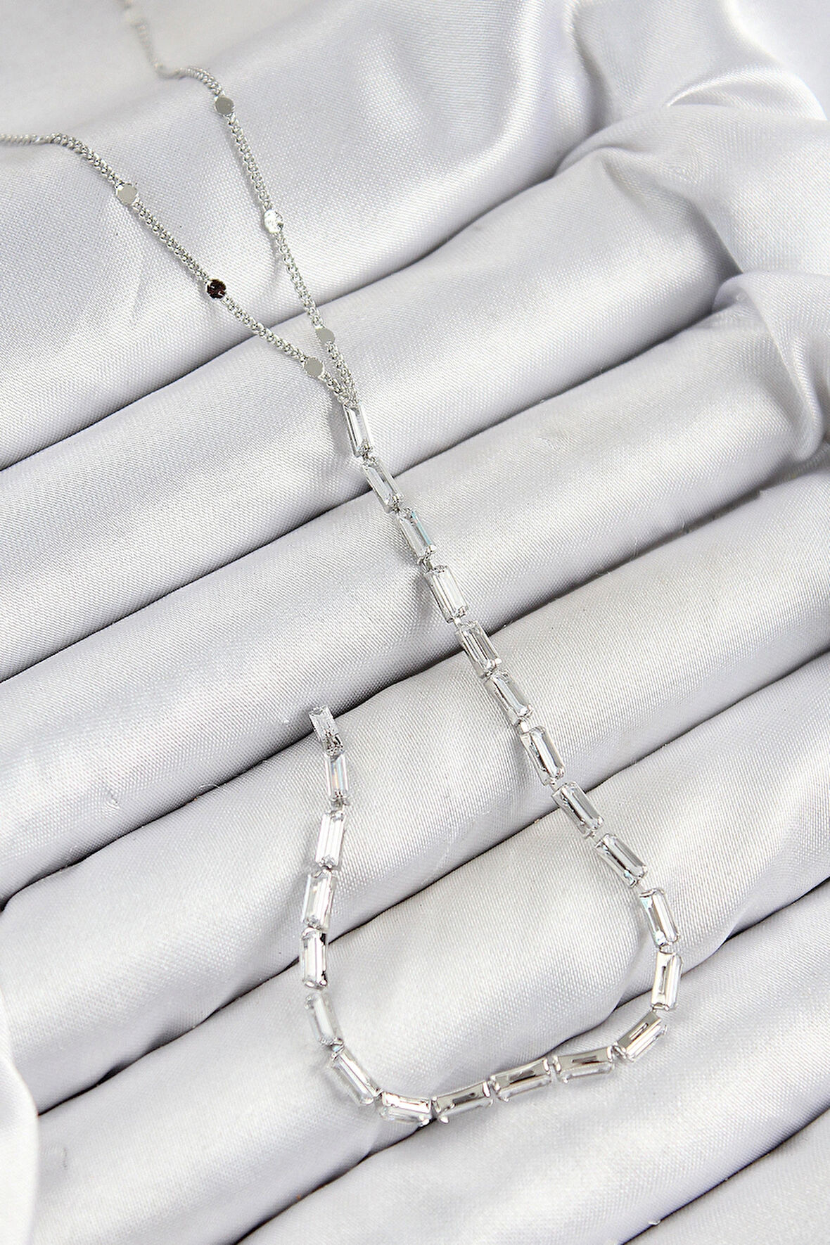 Dodes Dodes Pirinç Zirkon Taşlı Model Gümüş Renk Y Kolye TG27BKO10451