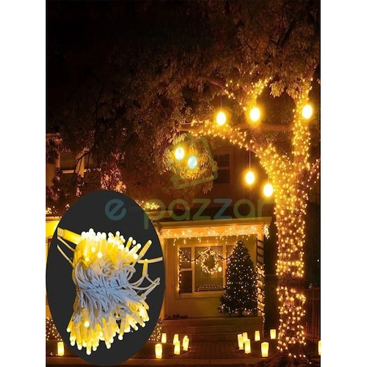 Dodes 10m 100 Led IP65 Dış Mekan Led Işık Beyaz Kablo