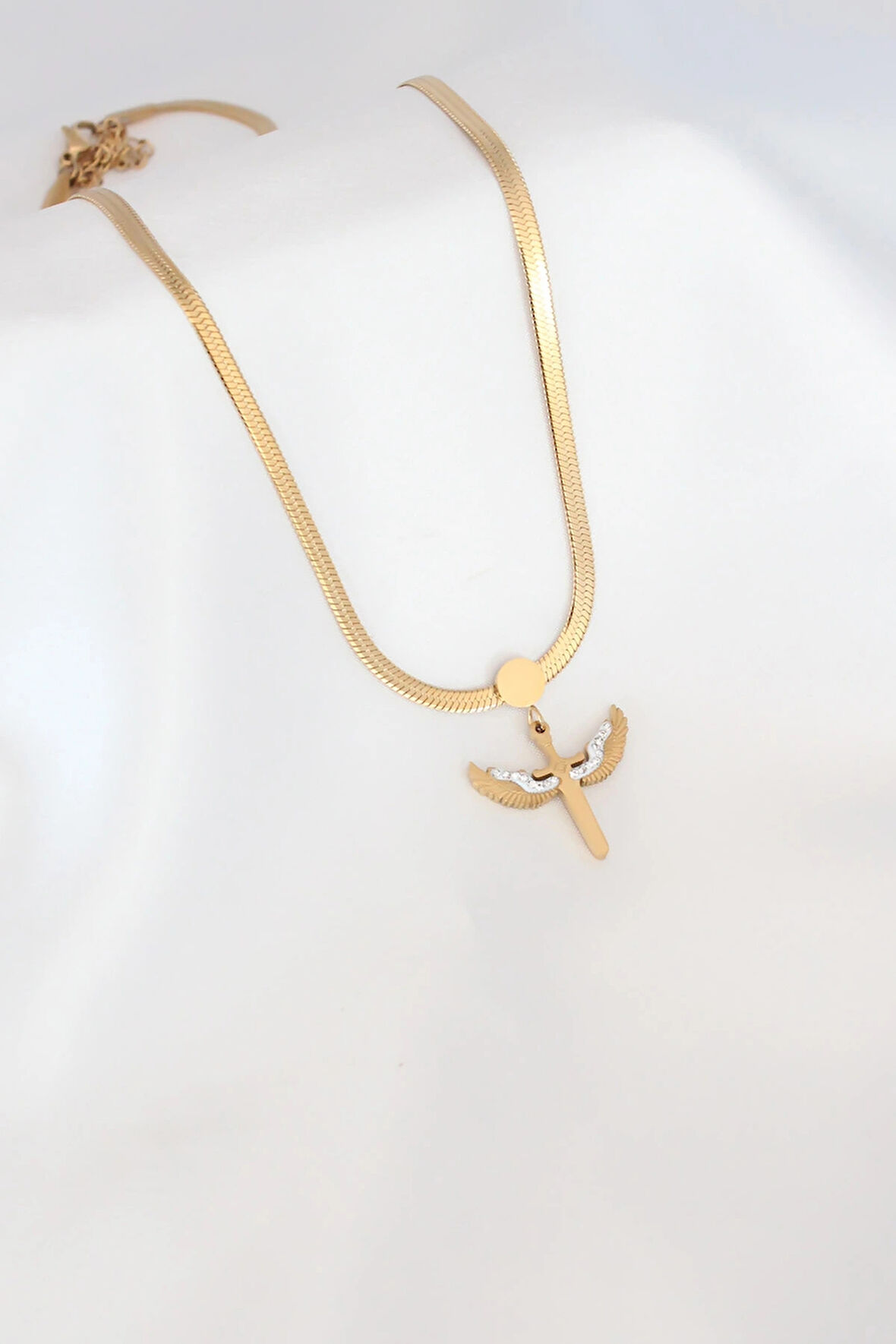 Dodes Dodes Mikail Figür Zirkon Taş Detay Gold Renk Çelik İtalyan Zincir Kadın Kolye TG27BKO6569