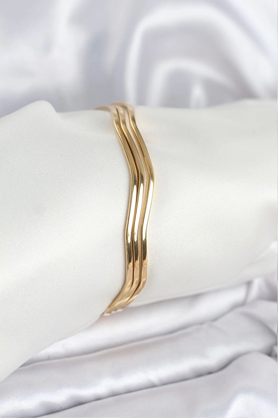 Dodes Dodes 316L Çelik Gold Renk 65 mm Ajda Zikzak Model 3lü Kadın Bileklik TG27BB8075