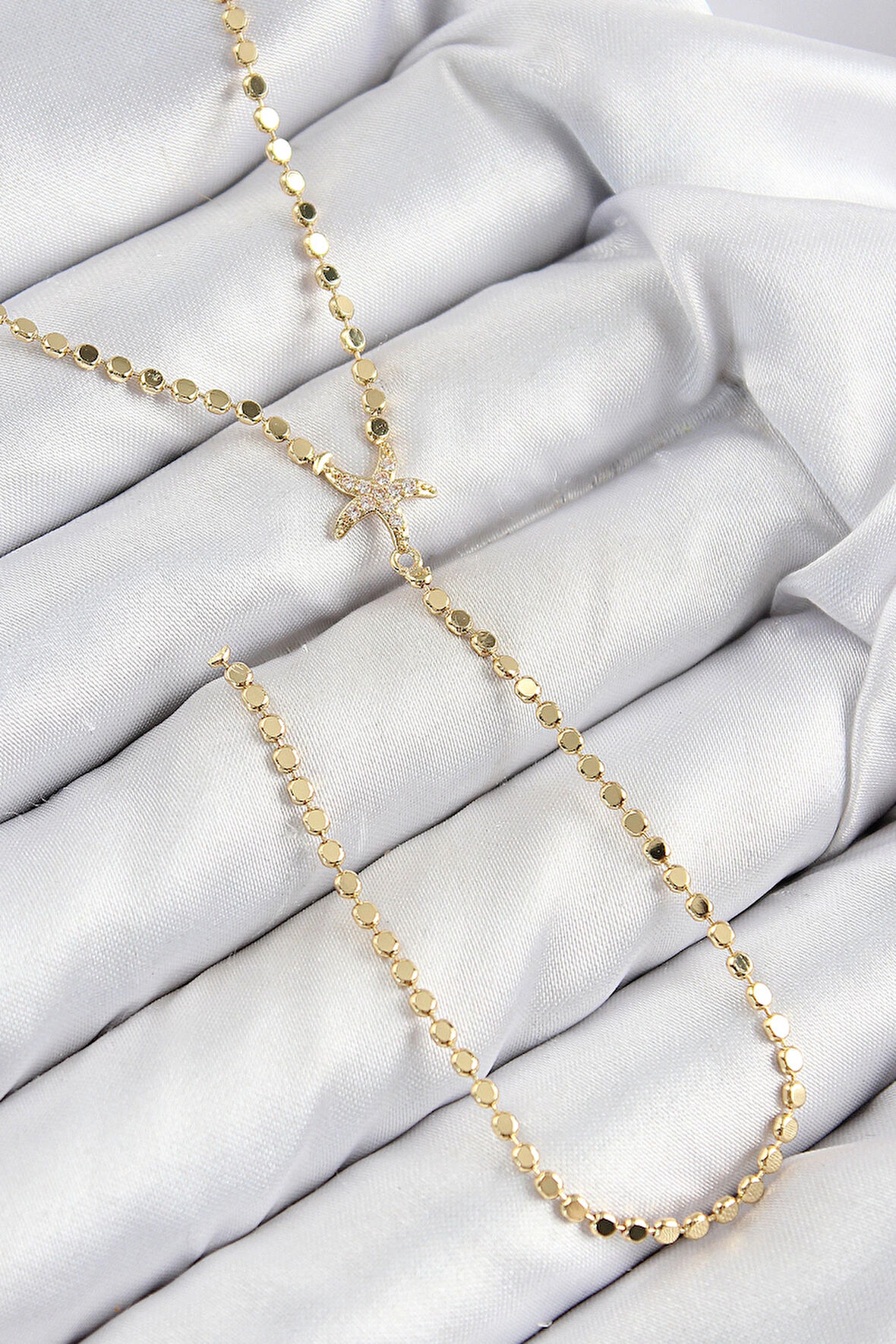 Dodes Pirinç Zirkon Taşlı Ezme Zincirli Deniz Yıldızı Model Gold Renk Y Kolye TG27BKO10467