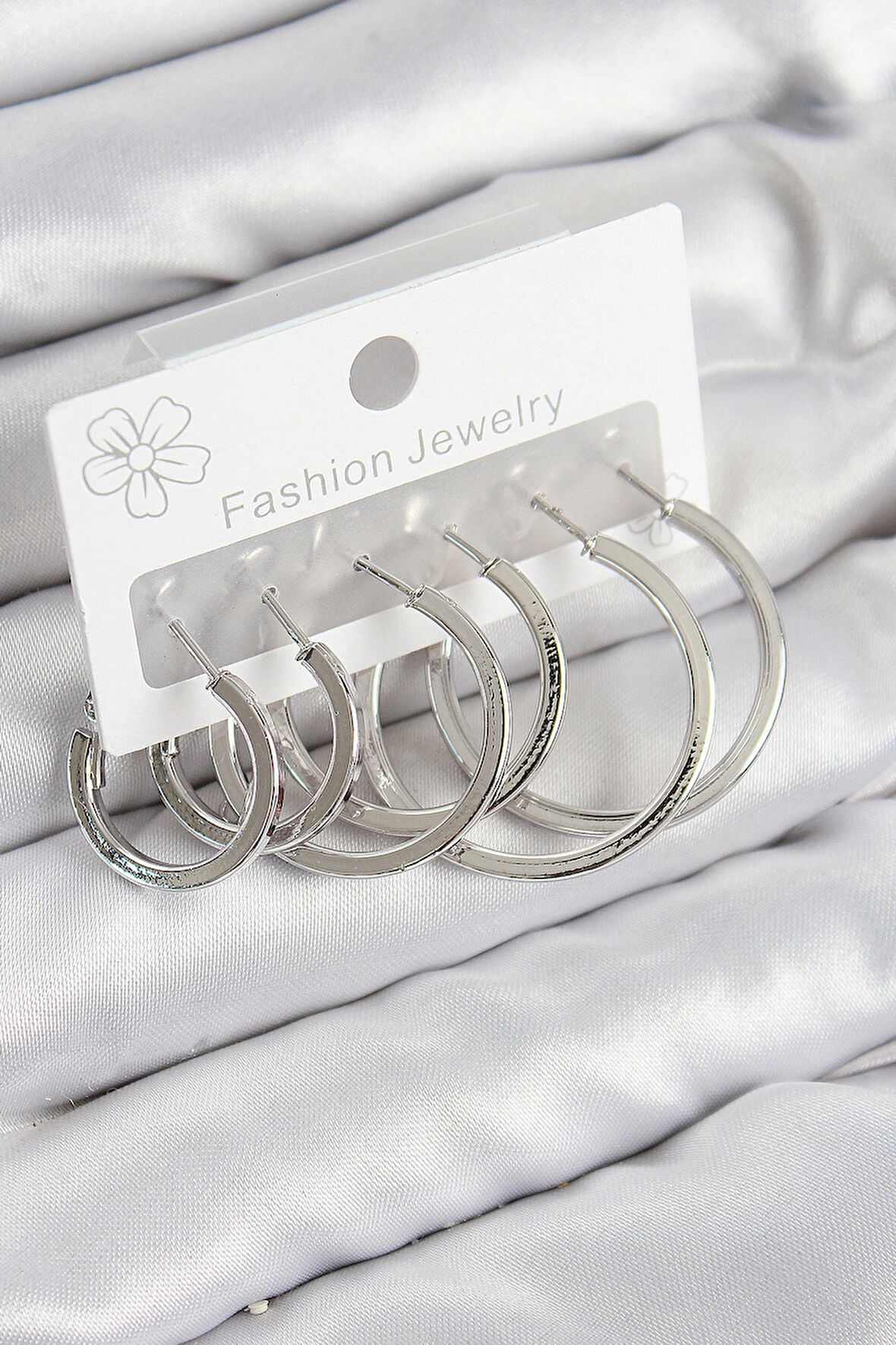 Dodes Dodes Pirinç Halka Model Gümüş Renk Kadın Set Küpe TG27BKP11056