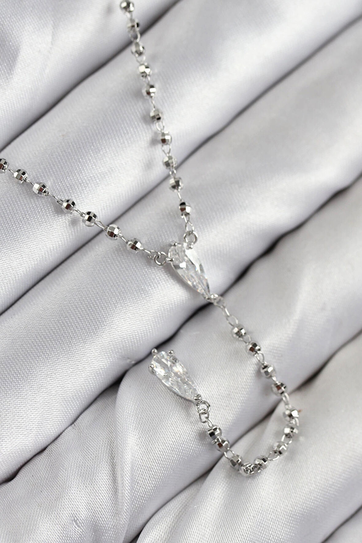 Dodes Pirinç Zirkon Taşlı Gümüş Renk Kadın Y Kolye TG27BKO10496