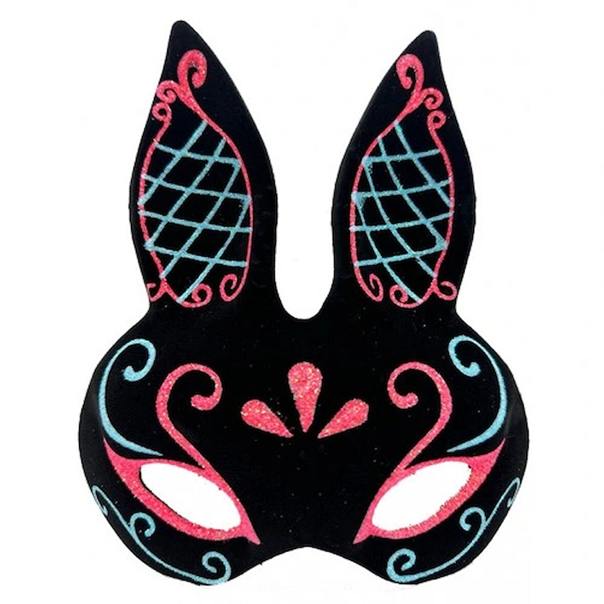 Dodes Siyah Mavi Kırmızı Tavşan Maskesi