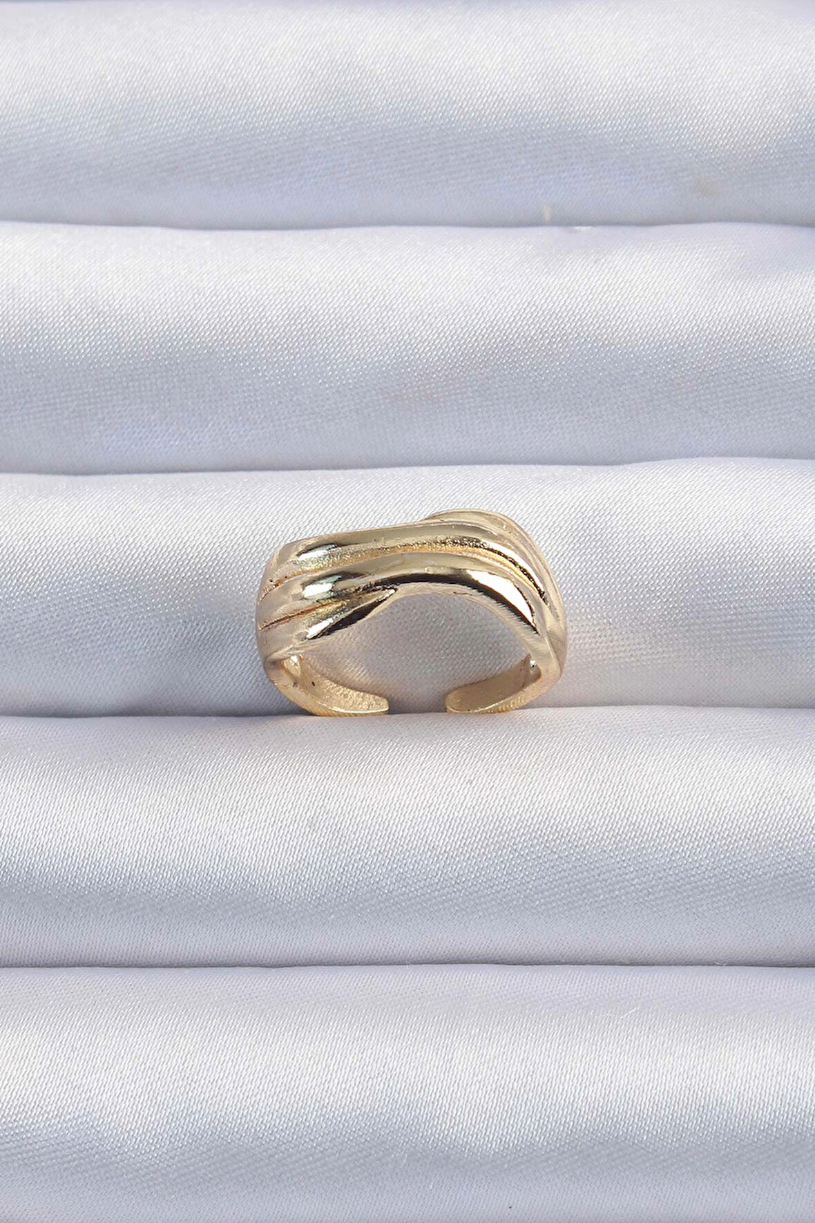 Dodes Dodes Pirinç Altın Renk Kıvrımlı Ayarlanabilir Yüzük TG27BYK3291