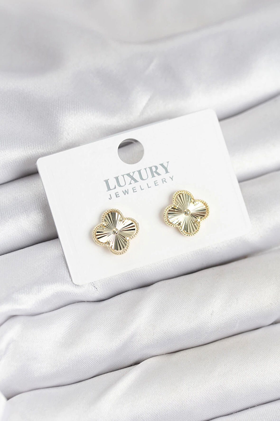 Dodes Pirinç Gold Renk Tekli Yonca Kadın Küpe TG27BKP11232