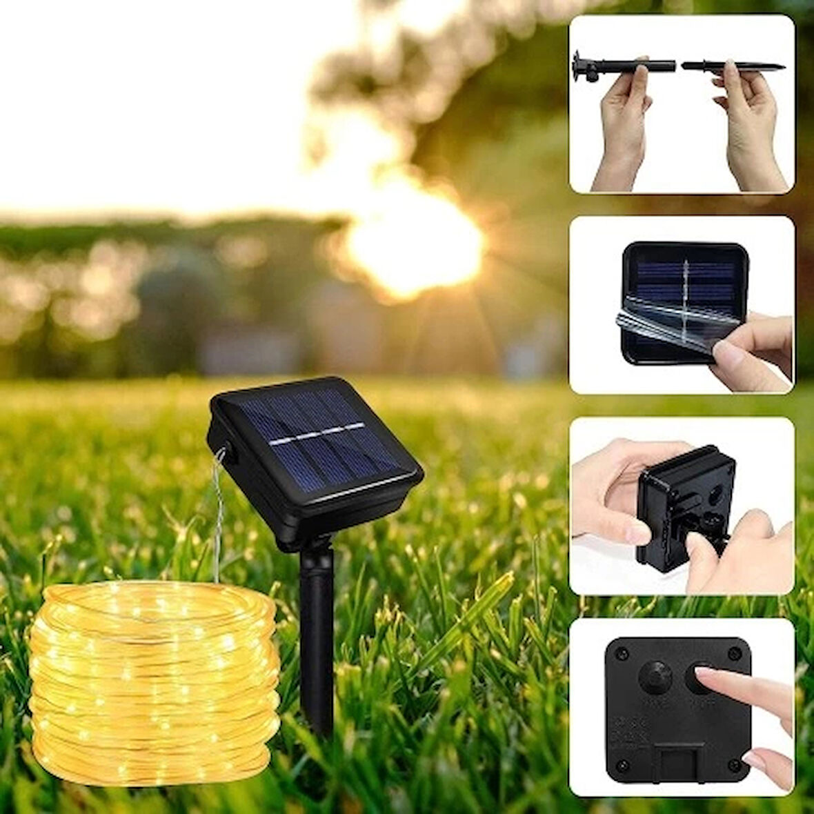 Dodes 10 Metre Güneş Enerjili Hortum LED Işık