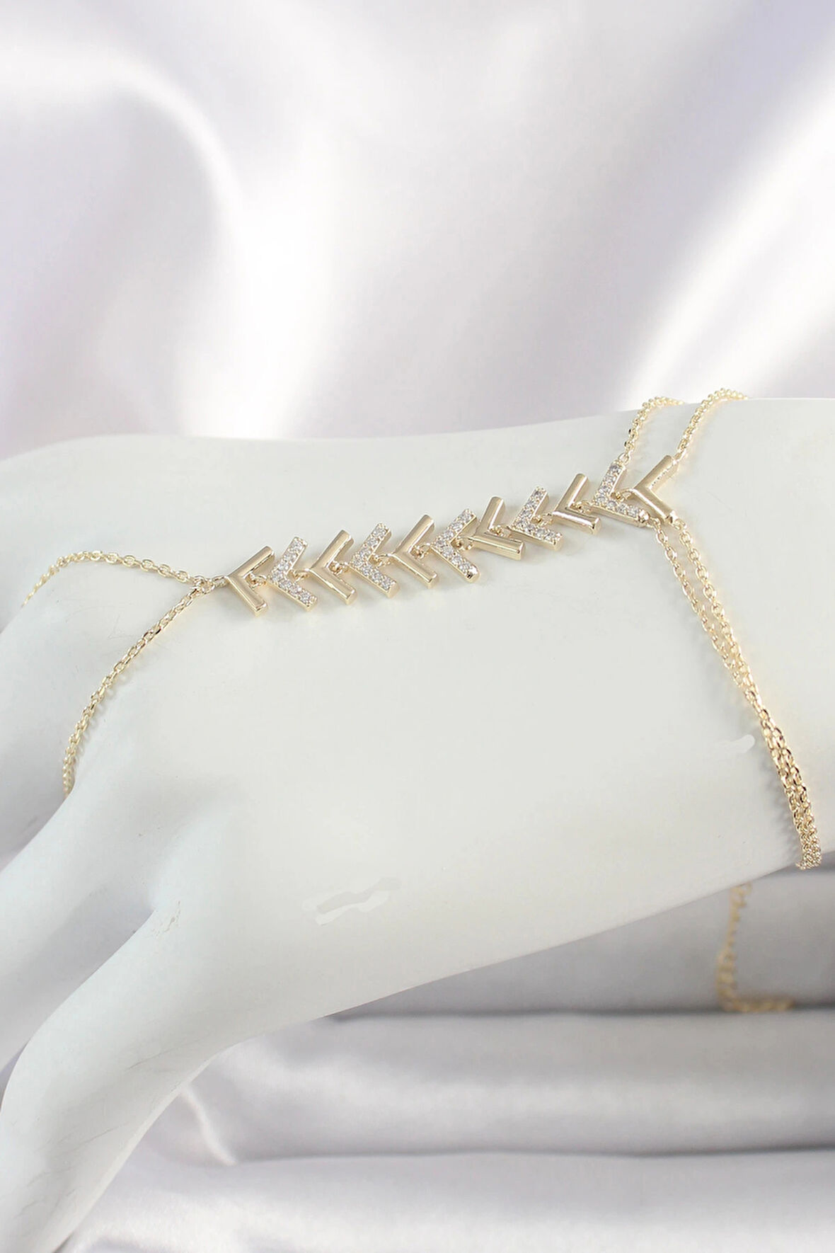 Dodes Dodes Pirinç Gold Renk Zirkon Taşlı V Model Kadın Şahmeran TG27SN631