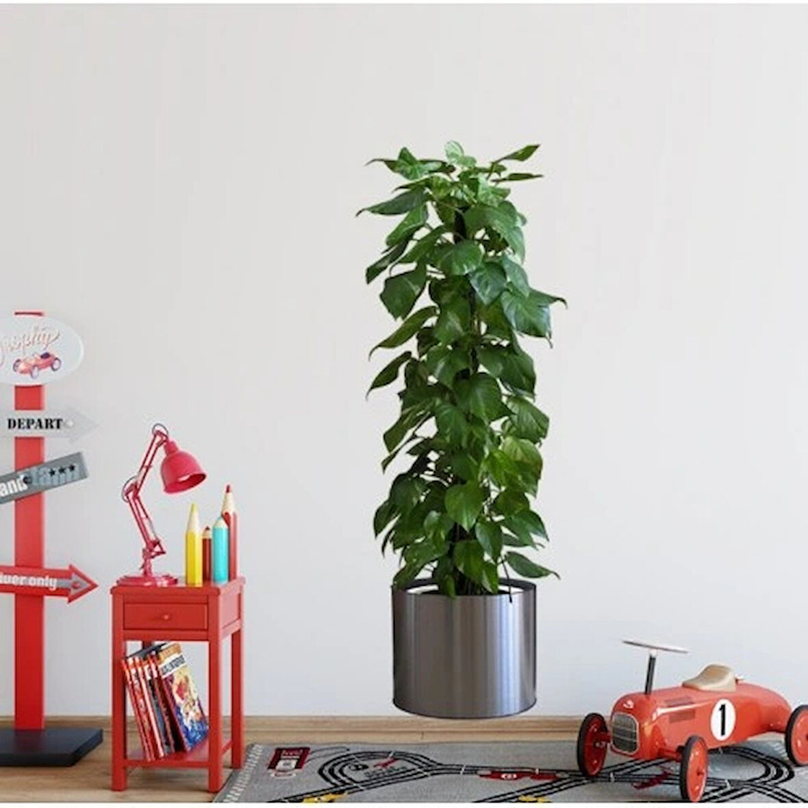 Dodes Saksılı Bitki Tasarımlı Yapışkanlı Sticker Resim