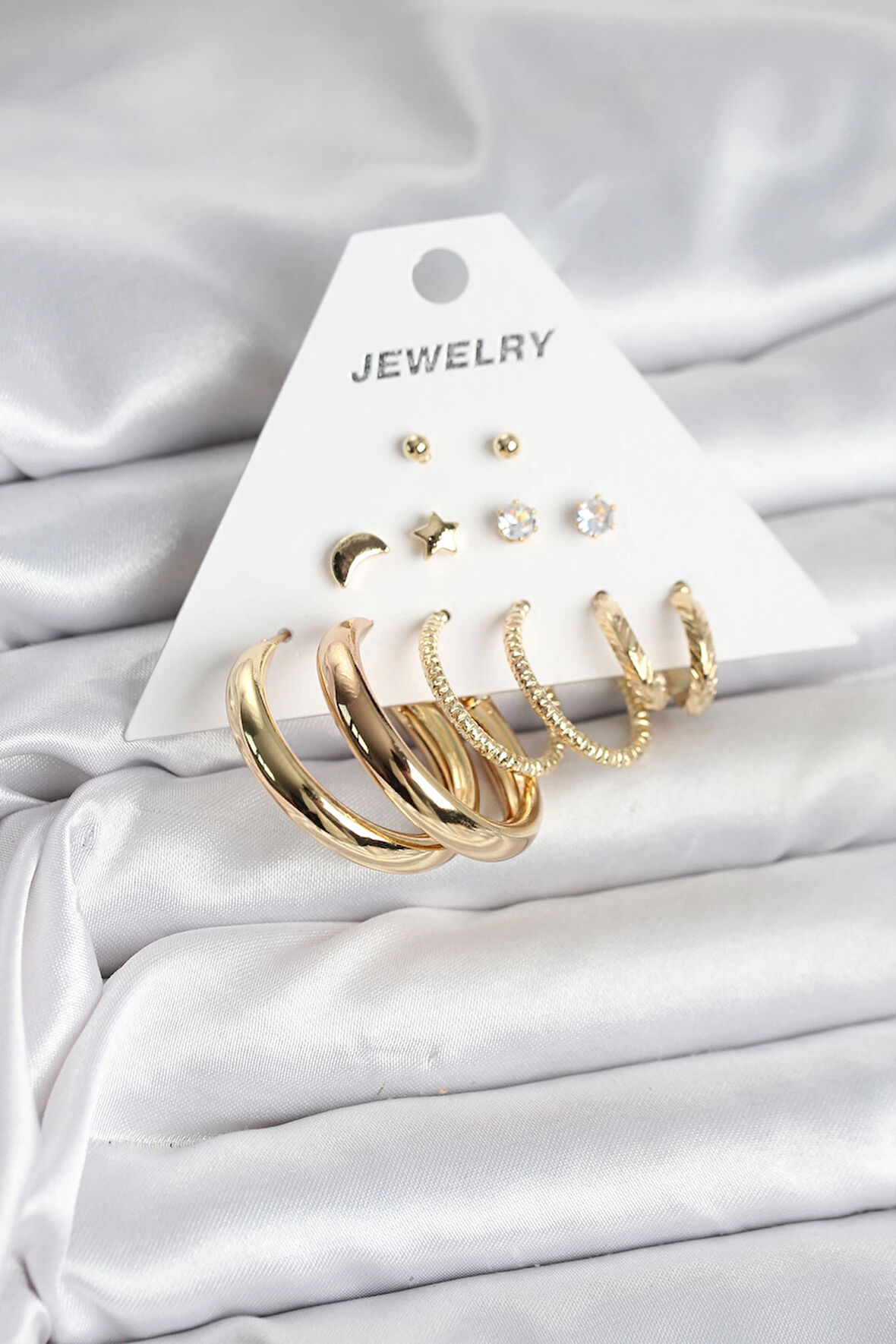 Dodes Dodes Gold Renk 6 Çiftli Pirinç Kadın Küpe Seti TG27BKP11323