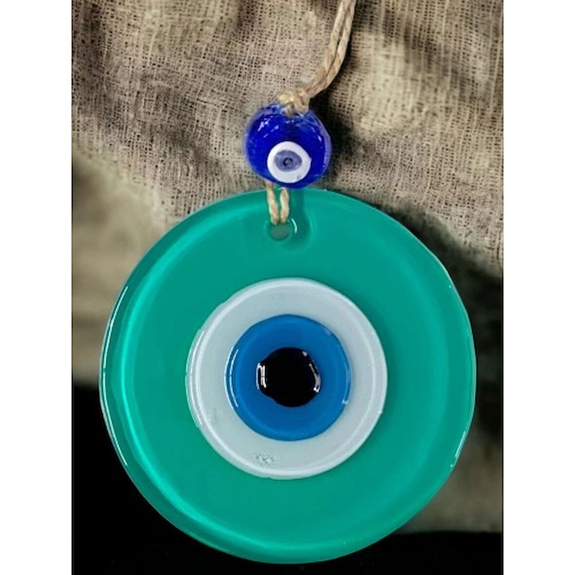 Dodes Yeşil Nazar Boncuklu Duvar Süsü 10 Cm Cam Duvar Dekoru