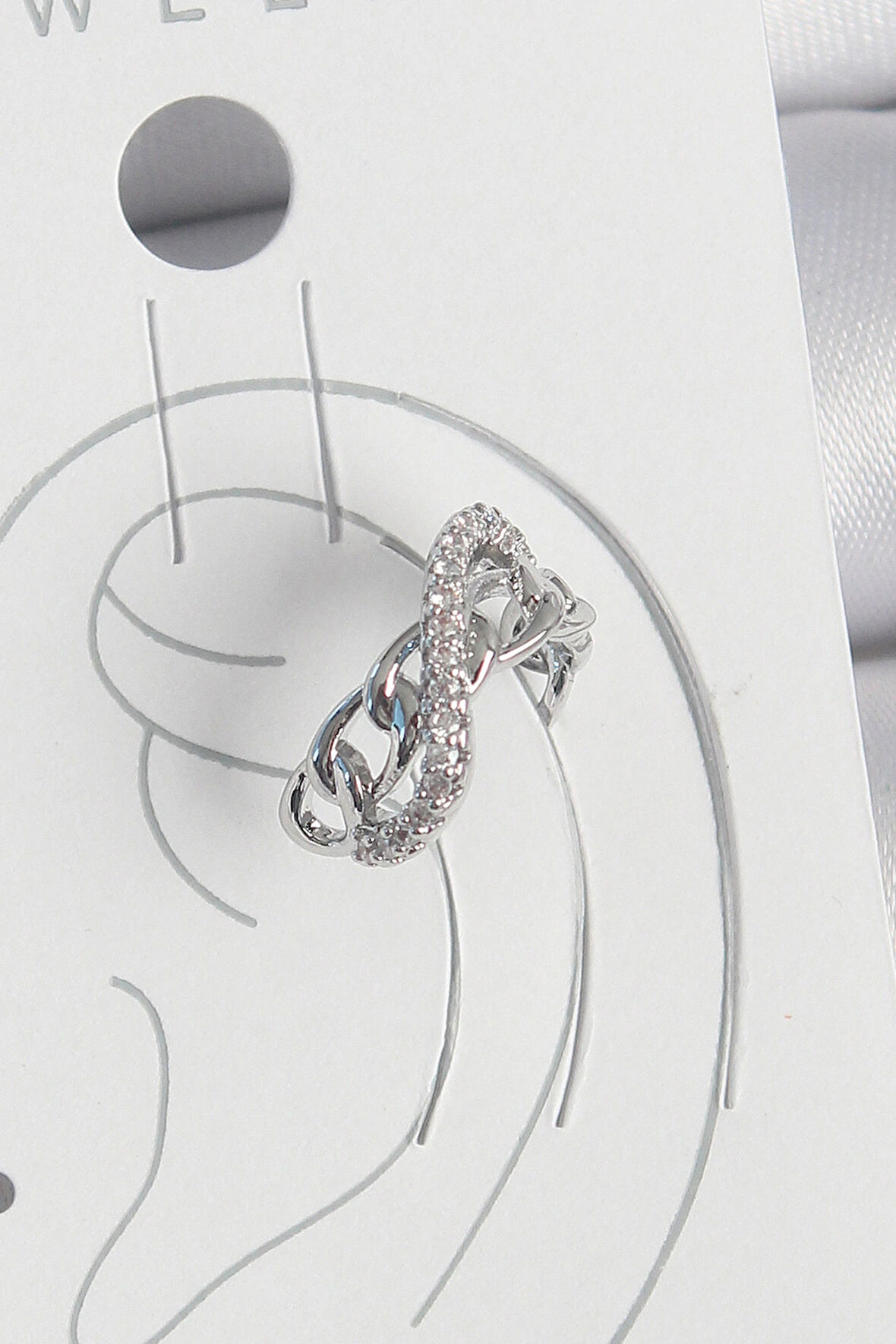 Dodes Dodes Pirinç Gümüş Renk Zirkon Taşlı Zincir Sonsuzluk Model Kadın Kıkırdak Küpe TG27BKP10553