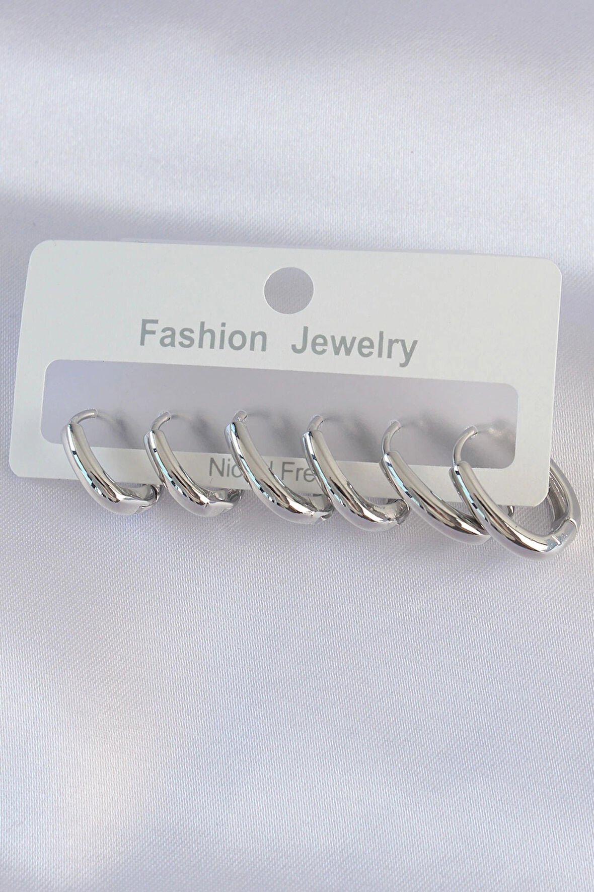 Dodes Dodes Pirinç Gümüş Renk Oval Küpe Seti TG27BKP9003