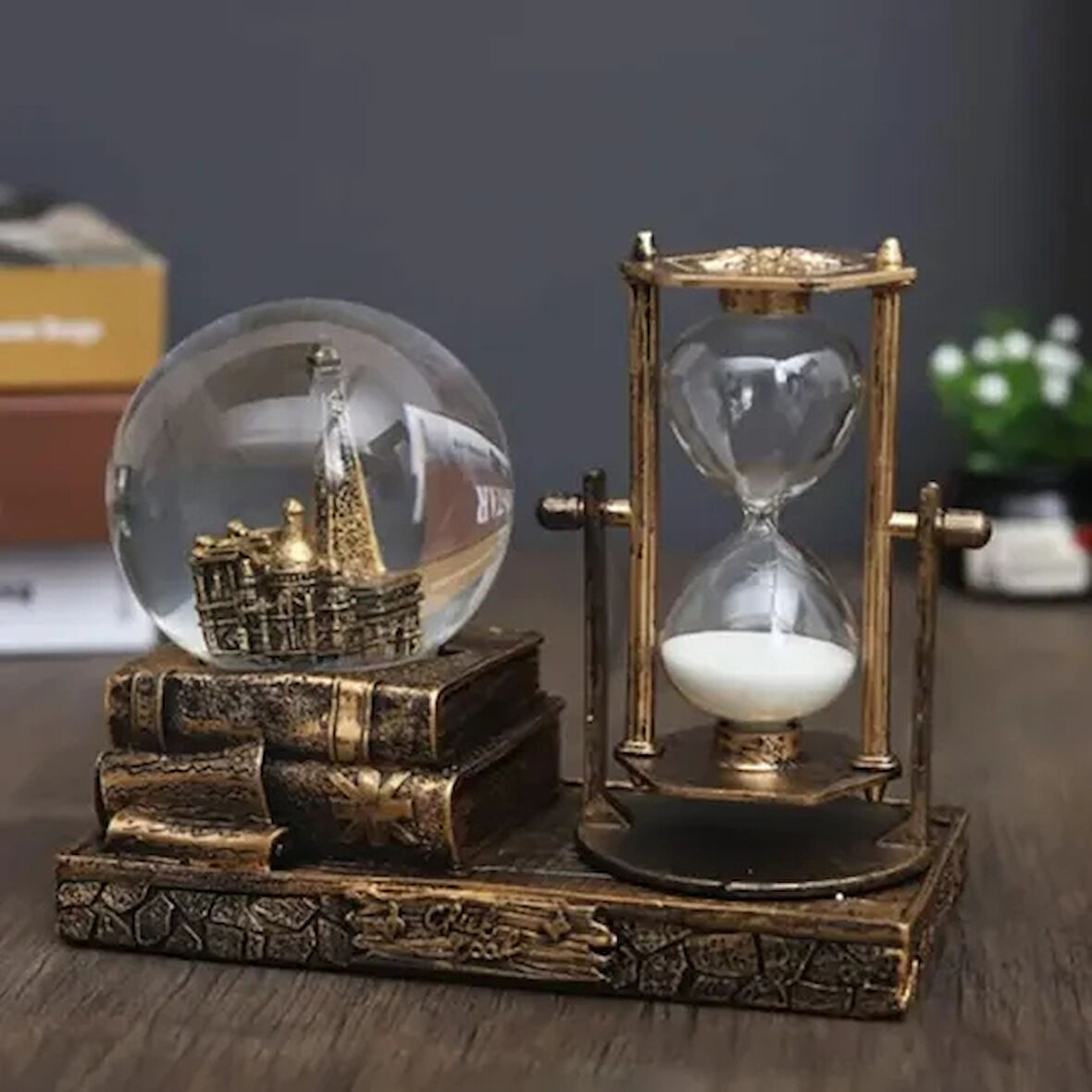 Dodes Dekoratif Kar Küresi ve Kum Saati Gold