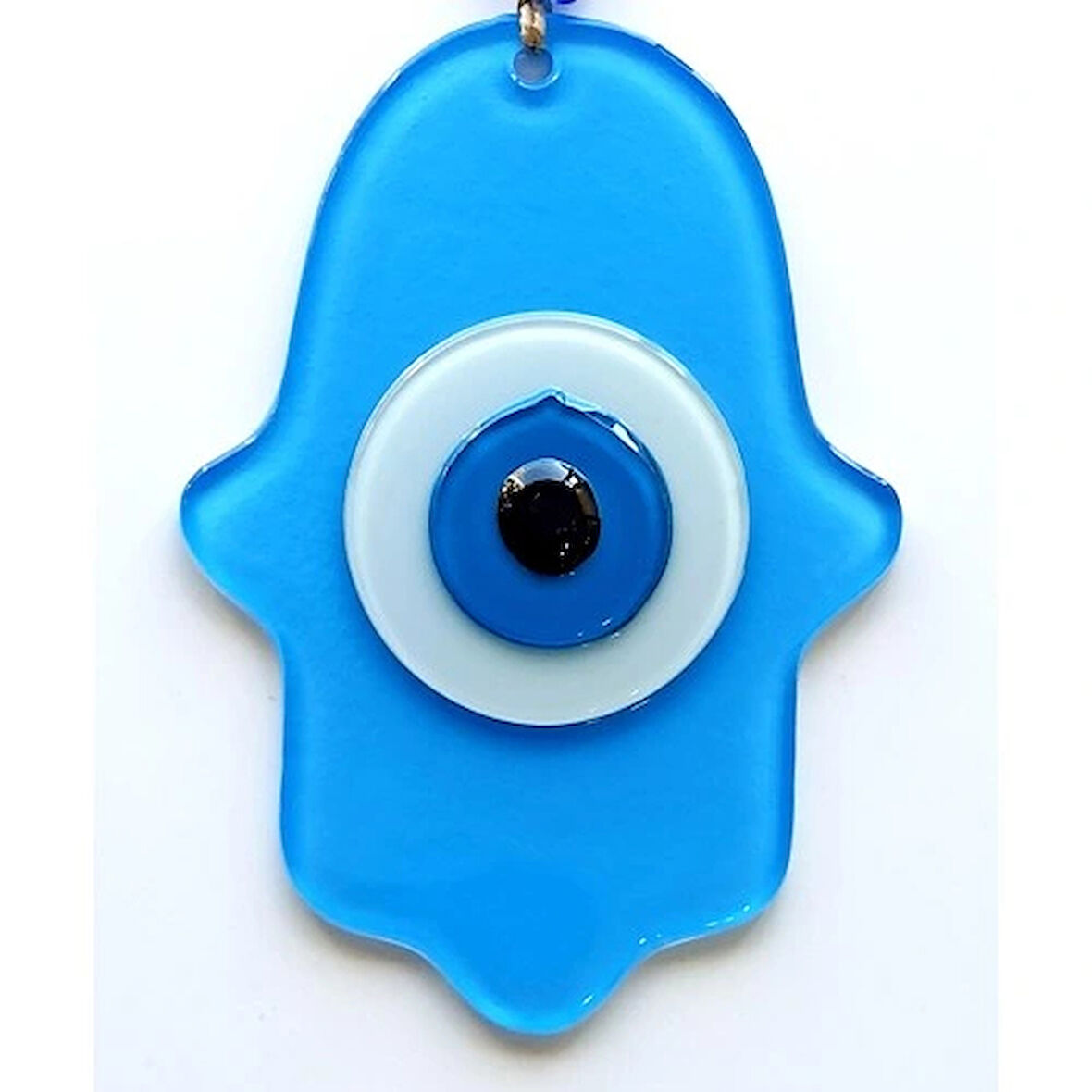 Dodes Nazar Boncuklu Bebek Mavisi Renginde Fatma Ana Bereket Eli Cam Duvar Süsü