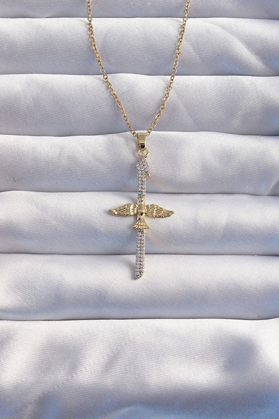 Dodes Dodes 316L Çelik Zincir Gold Renkli Zirkon Taşlı Anka Kuşu Kolye TG27BKO8986