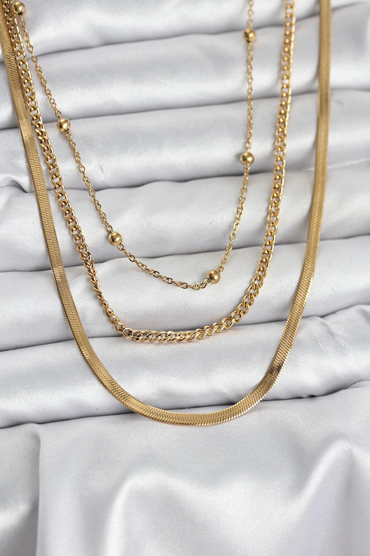 Dodes Dodes 316L Çelik Gold Renk 3'lü Kadın Kolye TG27BKO10630