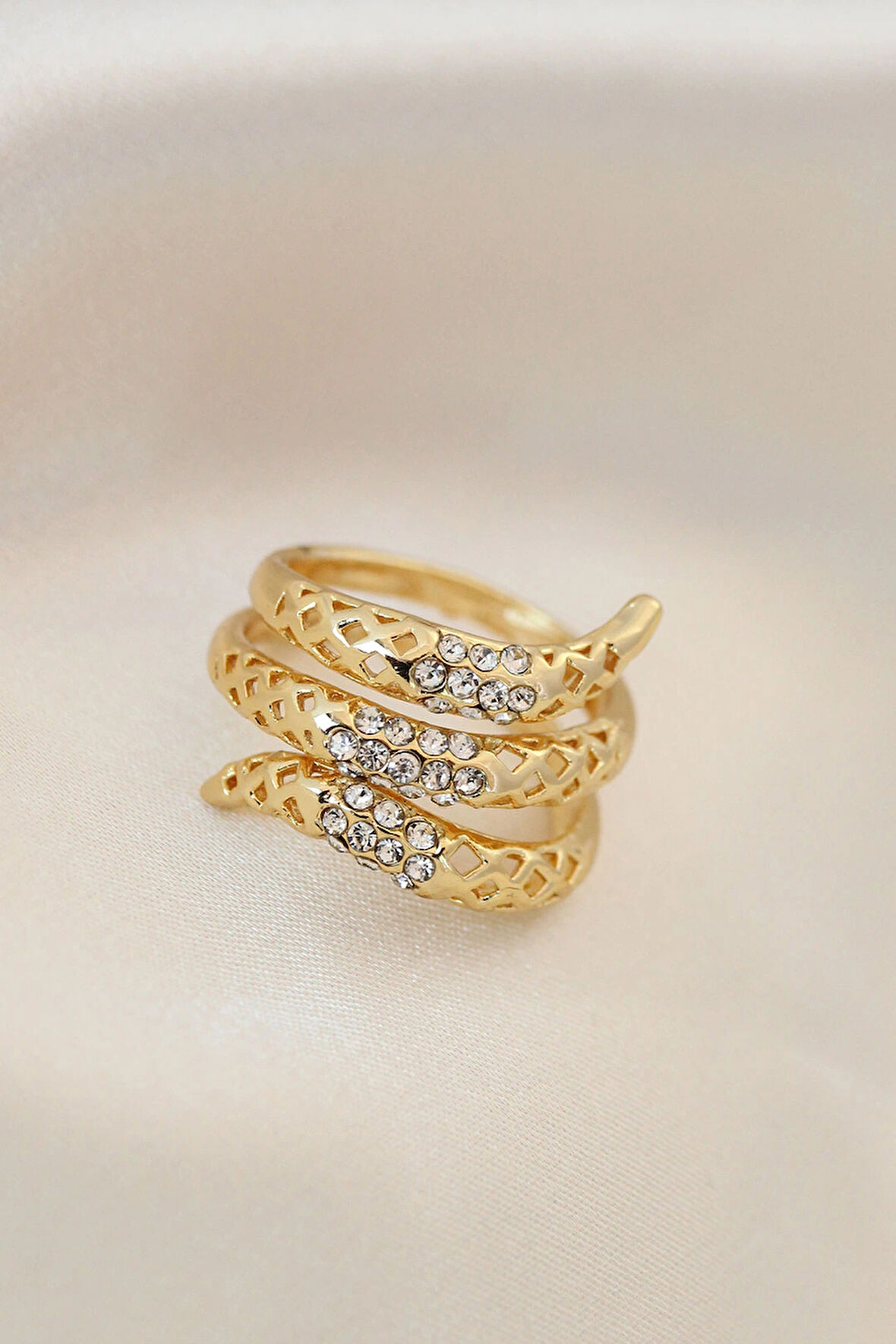 Dodes Dodes Ayarlamalı Altın Renk Metal Zirkon Taşlı Yüzük TG27BYK2040