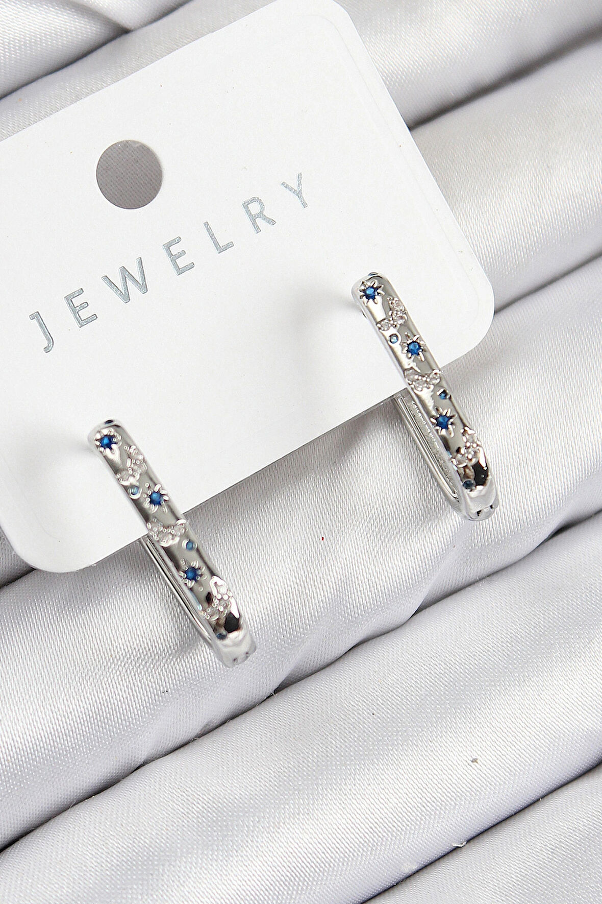 Dodes Dodes Pirinç Zirkon Taşlı Çiçek Desenli Model Gümüş Renk Kadın Küpe TG27BKP11061