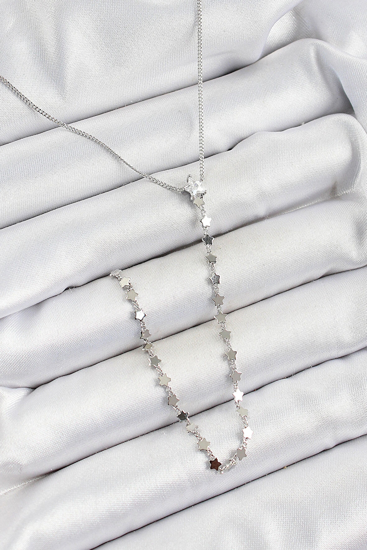 Dodes Dodes Pirinç Zirkon Taşlı Yıldız Figürlü Y Model Gümüş Renk Kadın Kolye TG27BKO10309