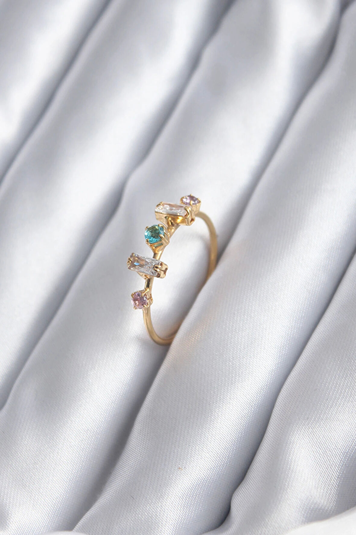 Dodes Dodes Gold Renk Zirkon Taşlı Renkli Zirkon Taşlı Kadın Yüzük TG27BYK2846