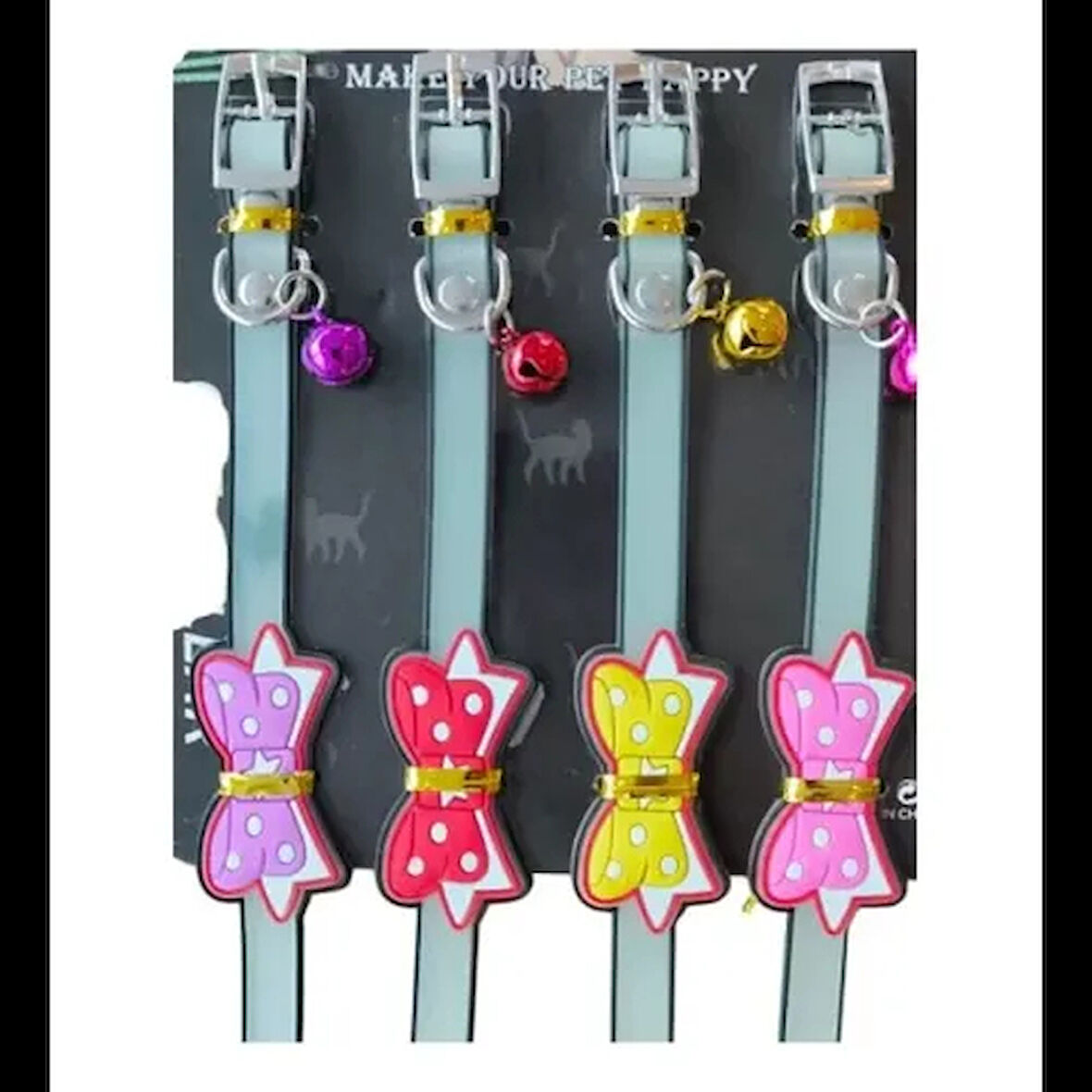 Dodes Kurdeleli ve Zilli Silikon Kedi Tasması