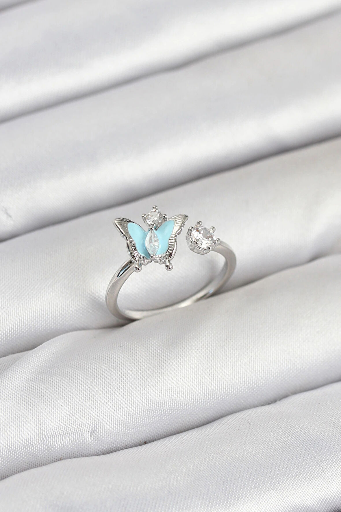 Dodes Dodes Pirinç Gümüş Renk Kelebek Model Kadın Yüzük TG27BYK3865