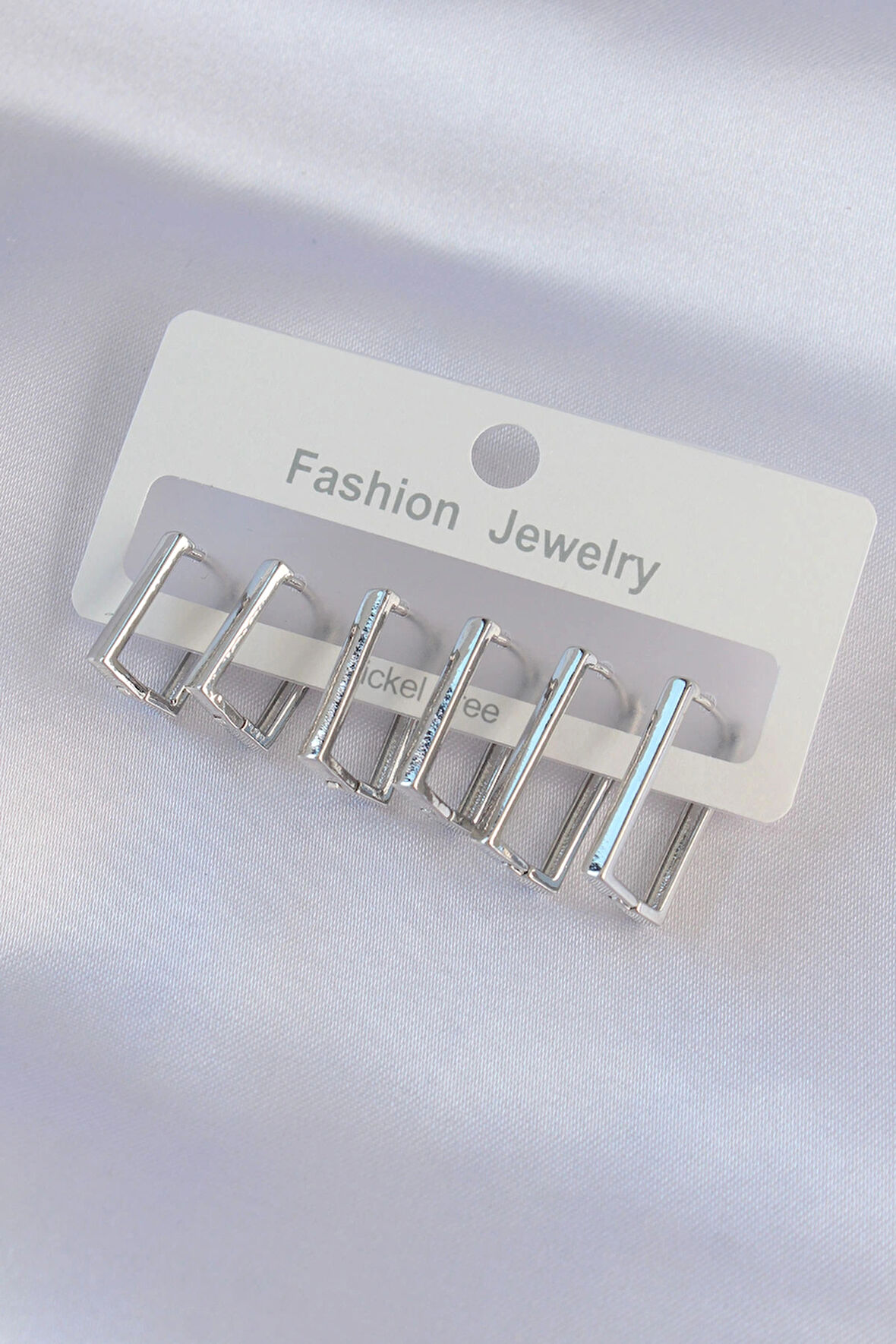 Dodes Dodes Pirinç Gümüş Renk Dikdörtgen Model Küpe Seti TG27BKP8995