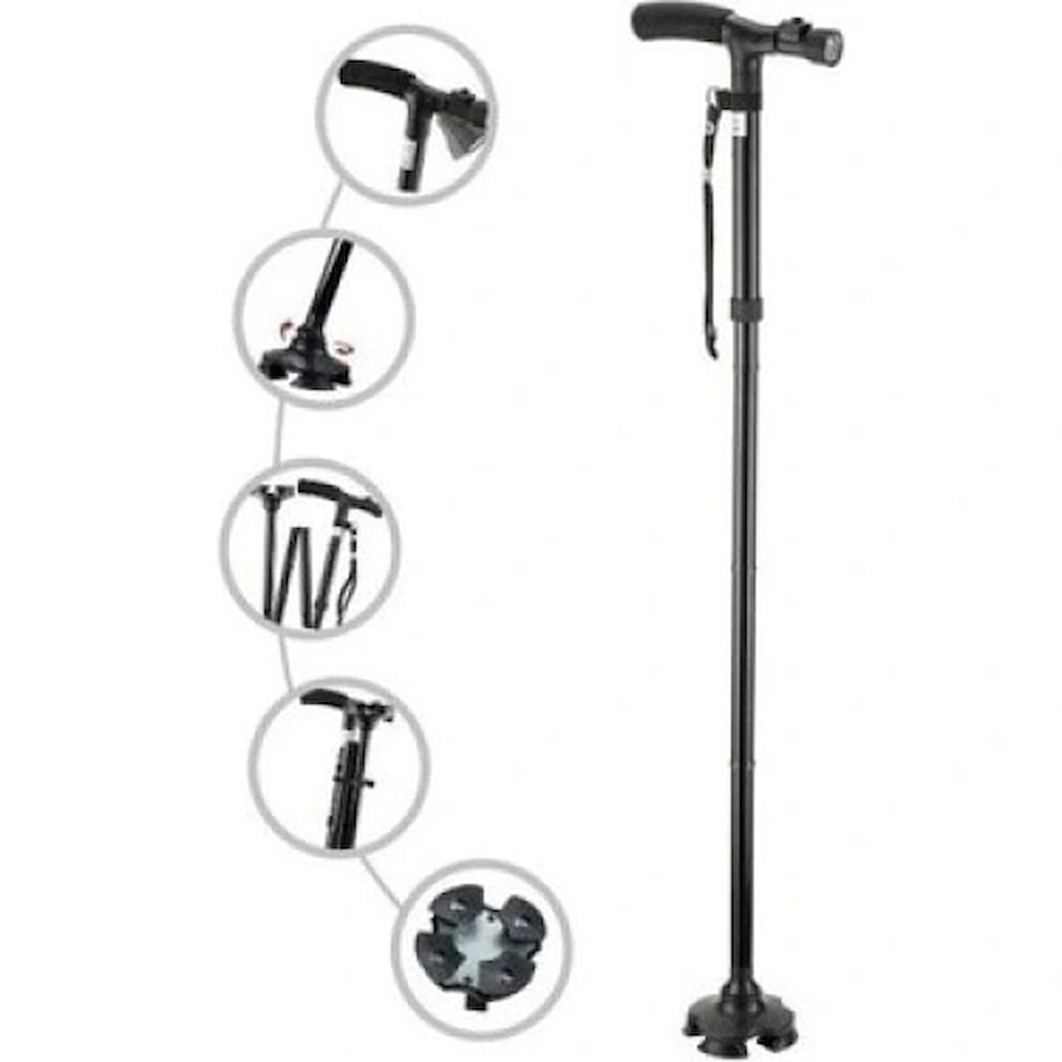 Dodes Hareketli Led Işıklı Katlanır Baston