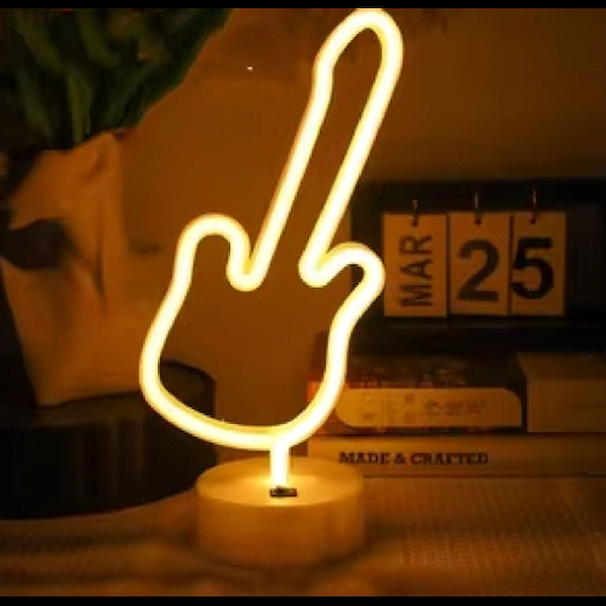 Dodes Neon Gitar Masa Lambası PİL+USB